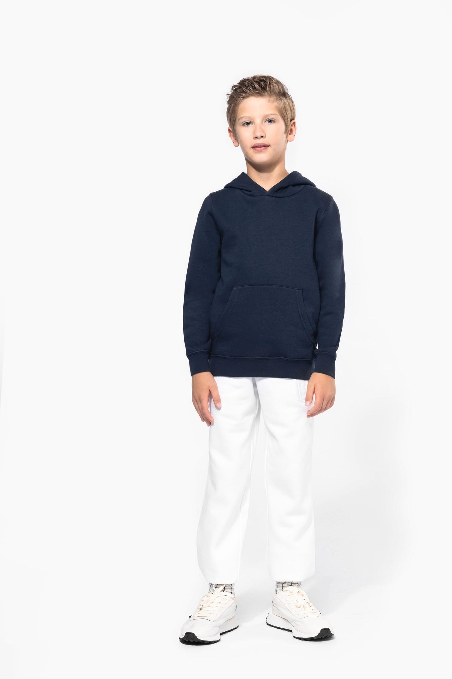 K4014 - Felpa bambino unisex con cappuccio a contrasto con motivi