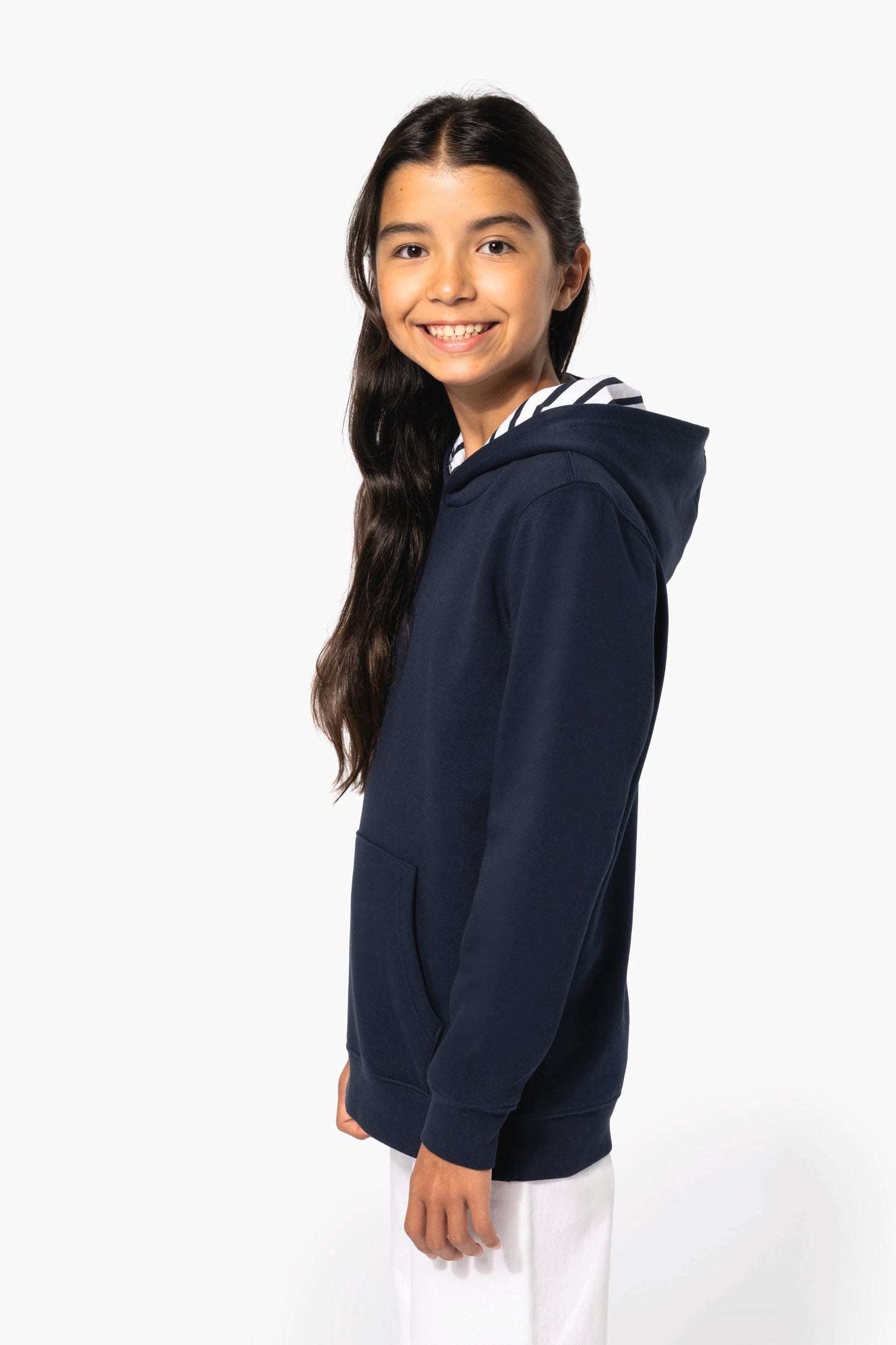 K4014 - Felpa bambino unisex con cappuccio a contrasto con motivi