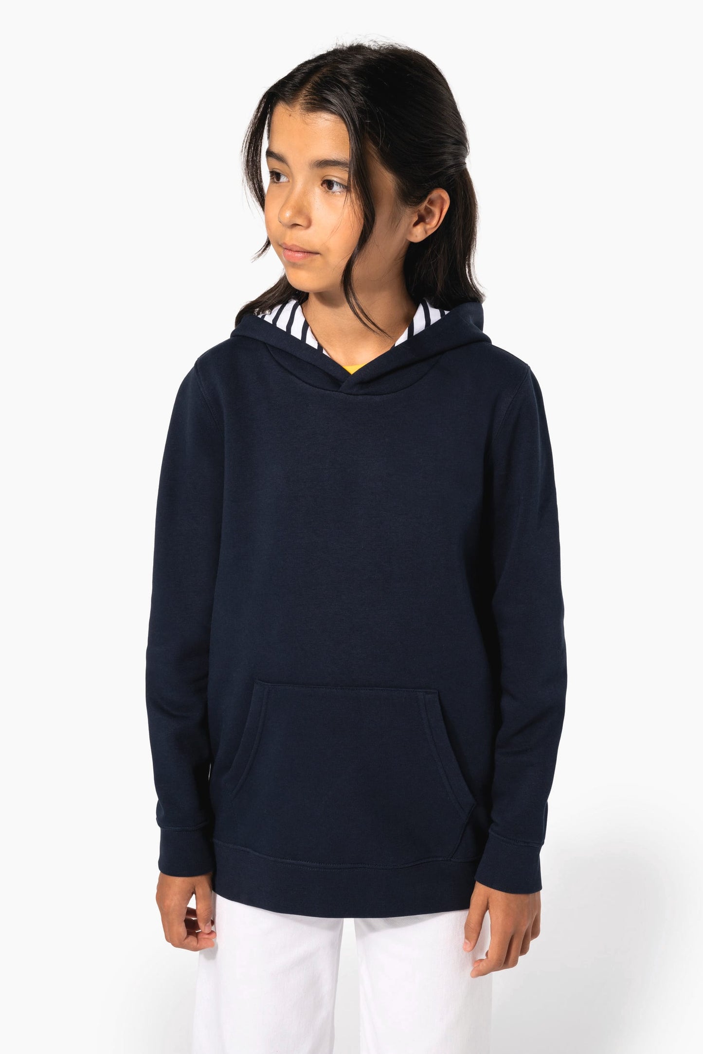 K4014 - Felpa bambino unisex con cappuccio a contrasto con motivi