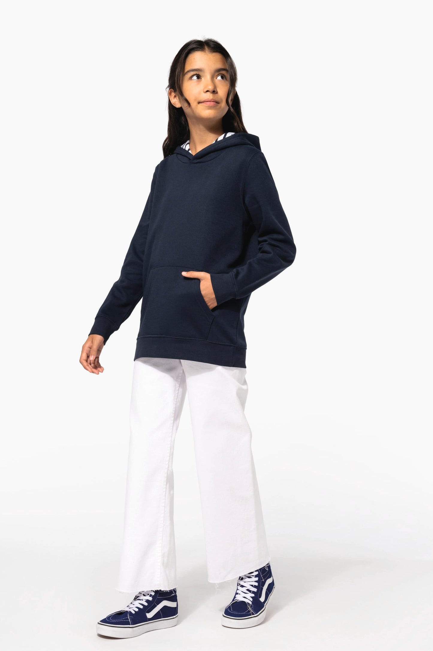 K4014 - Felpa bambino unisex con cappuccio a contrasto con motivi