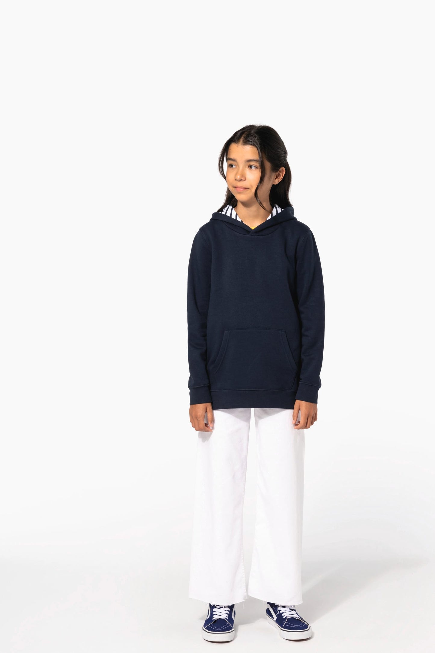 K4014 - Felpa bambino unisex con cappuccio a contrasto con motivi