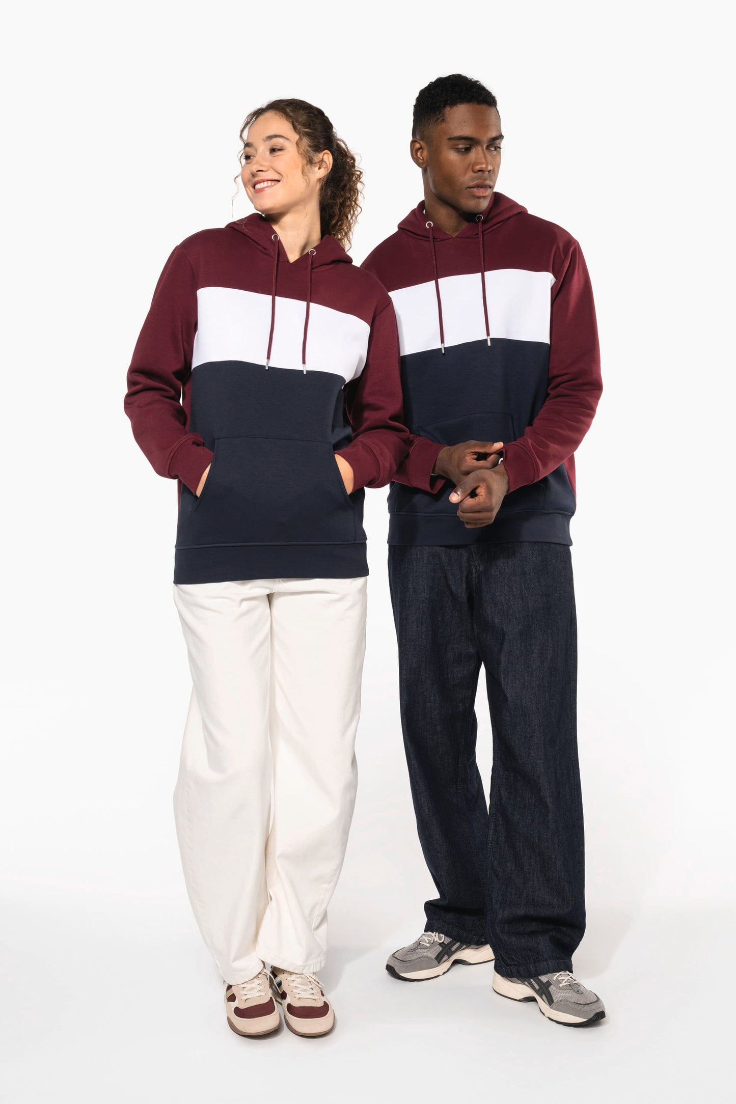 K4016 - Felpa unisex tricolore con cappuccio