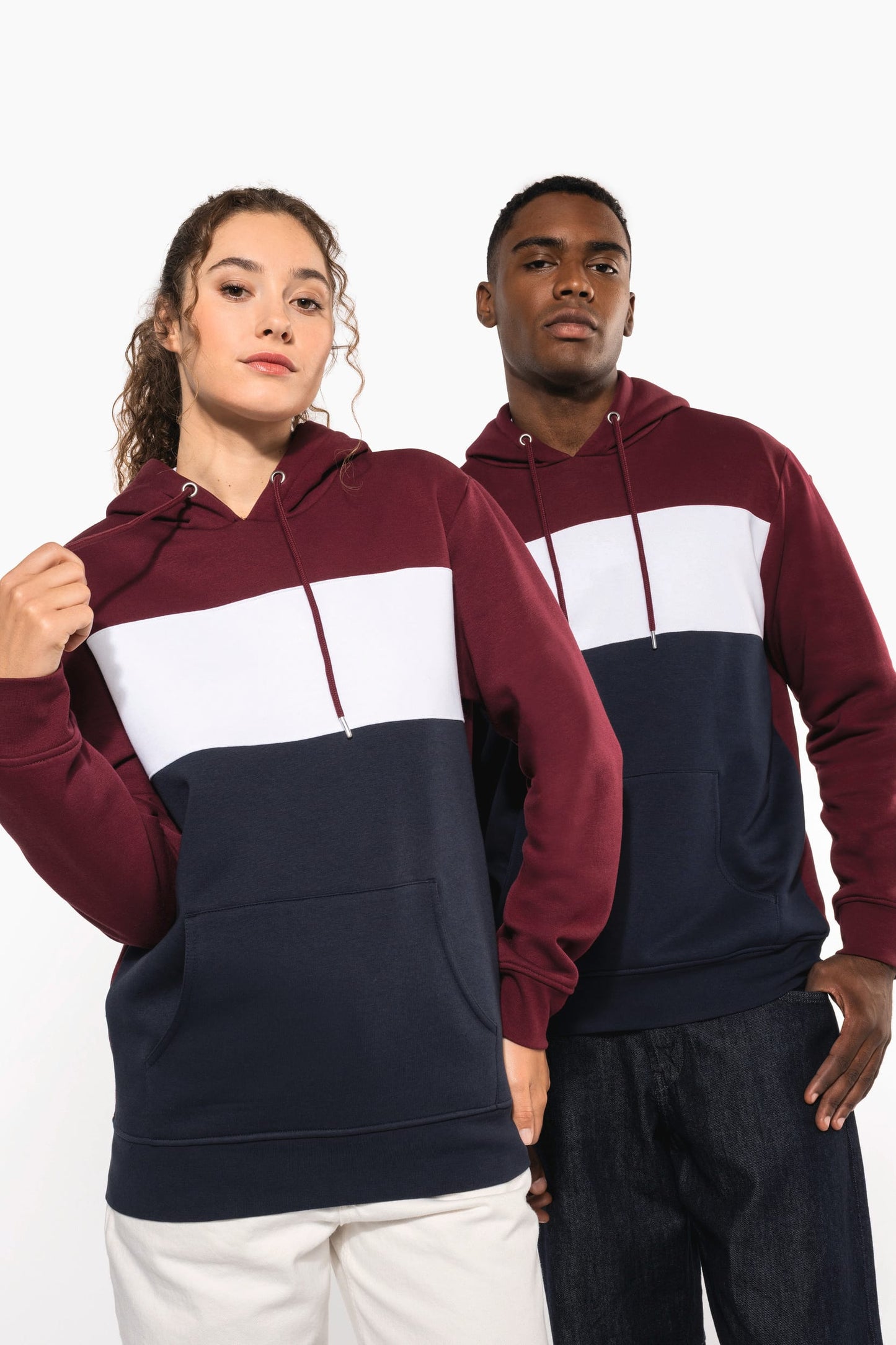 K4016 - Felpa unisex tricolore con cappuccio