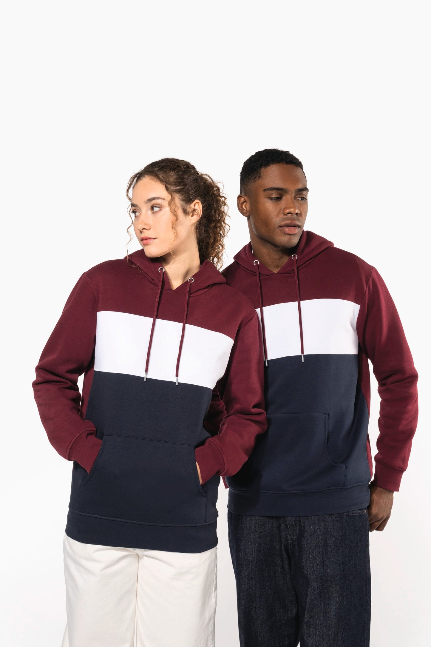 K4016 - Felpa unisex tricolore con cappuccio