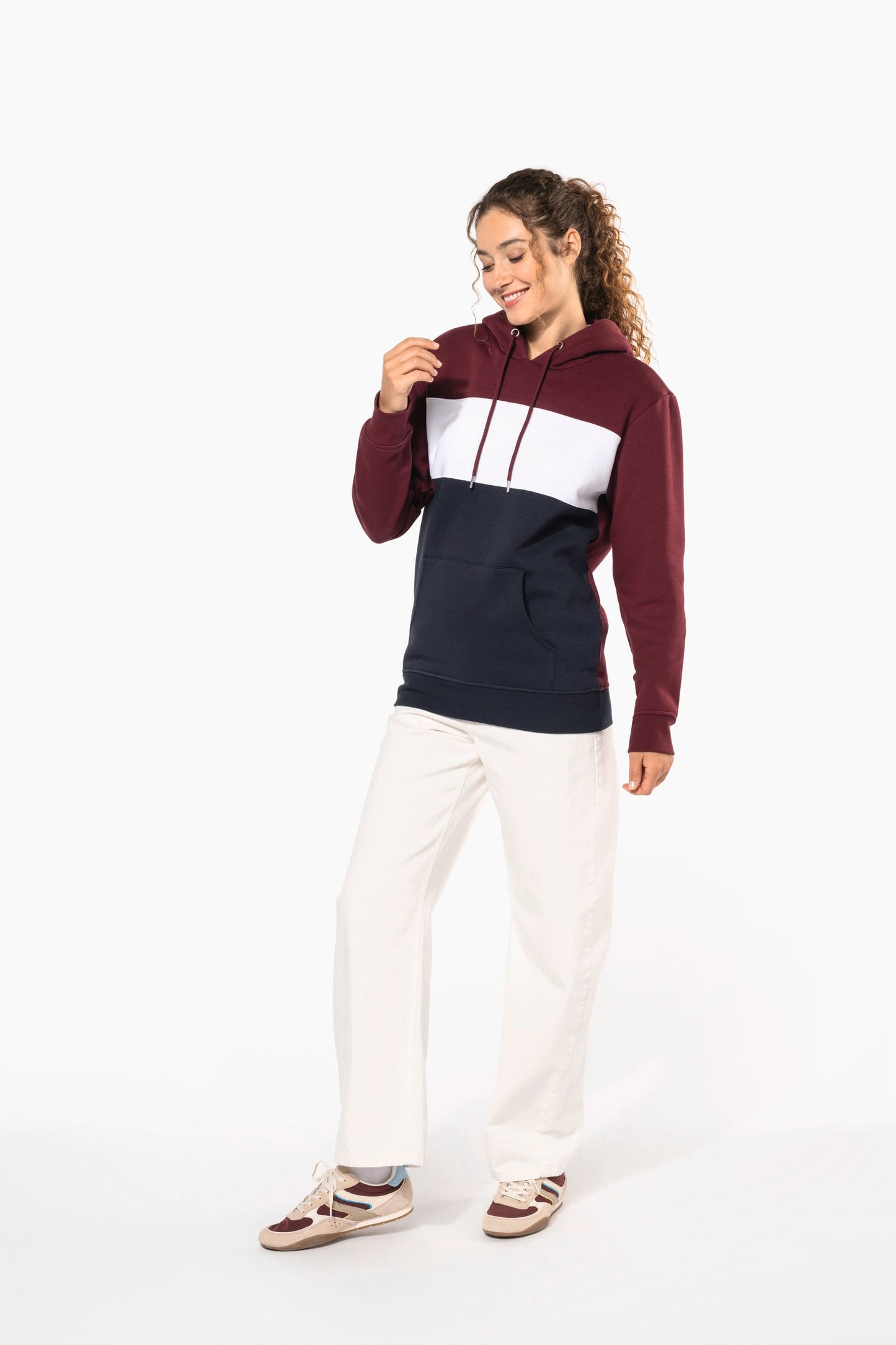 K4016X - Felpa unisex tricolore con cappuccio