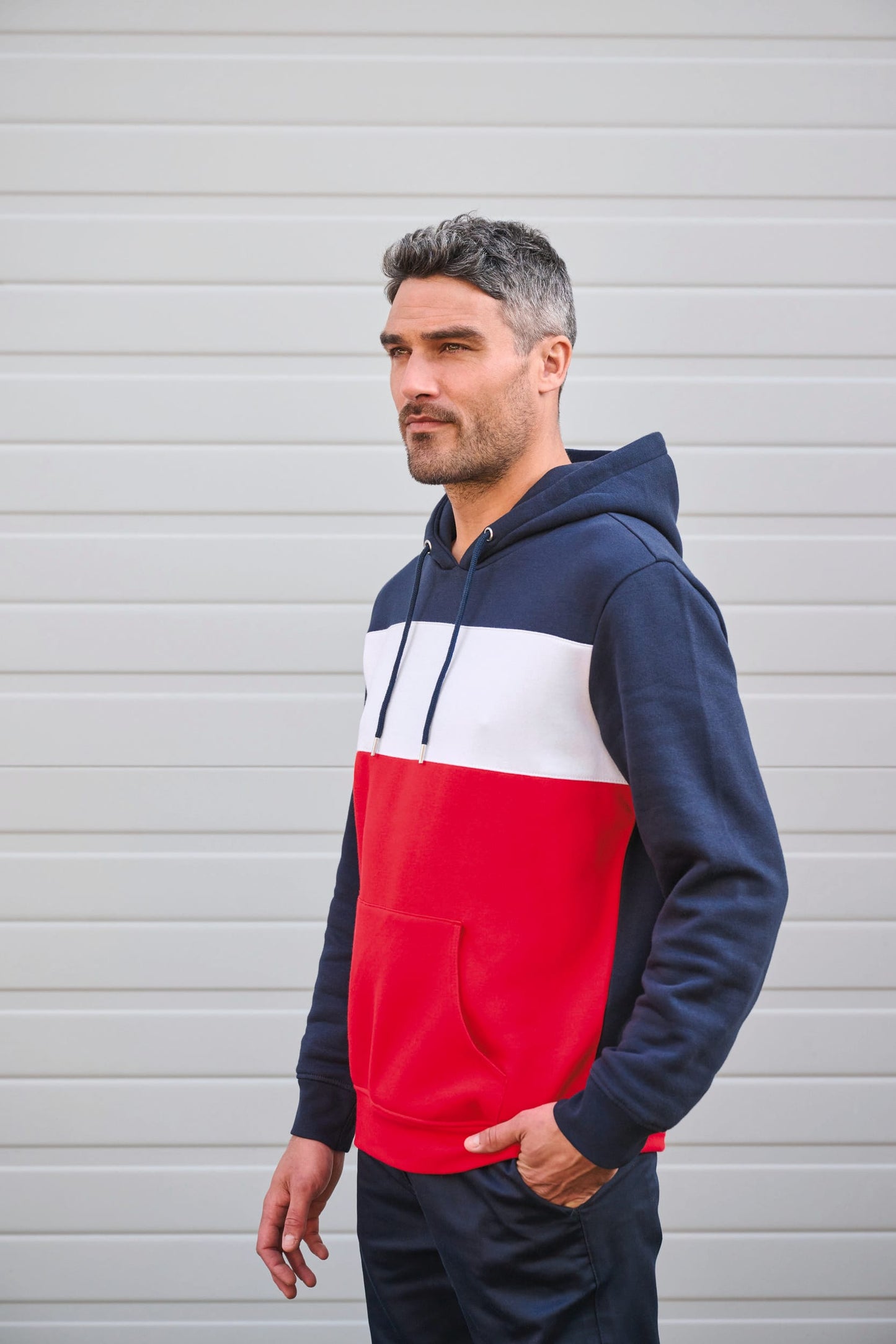 K4016 - Felpa unisex tricolore con cappuccio