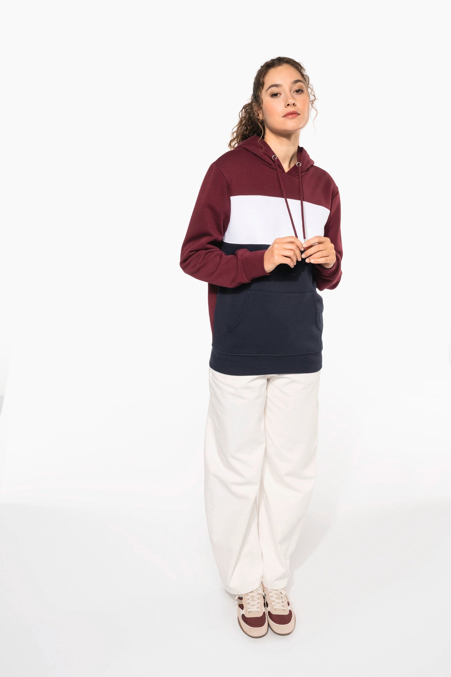 K4016 - Felpa unisex tricolore con cappuccio