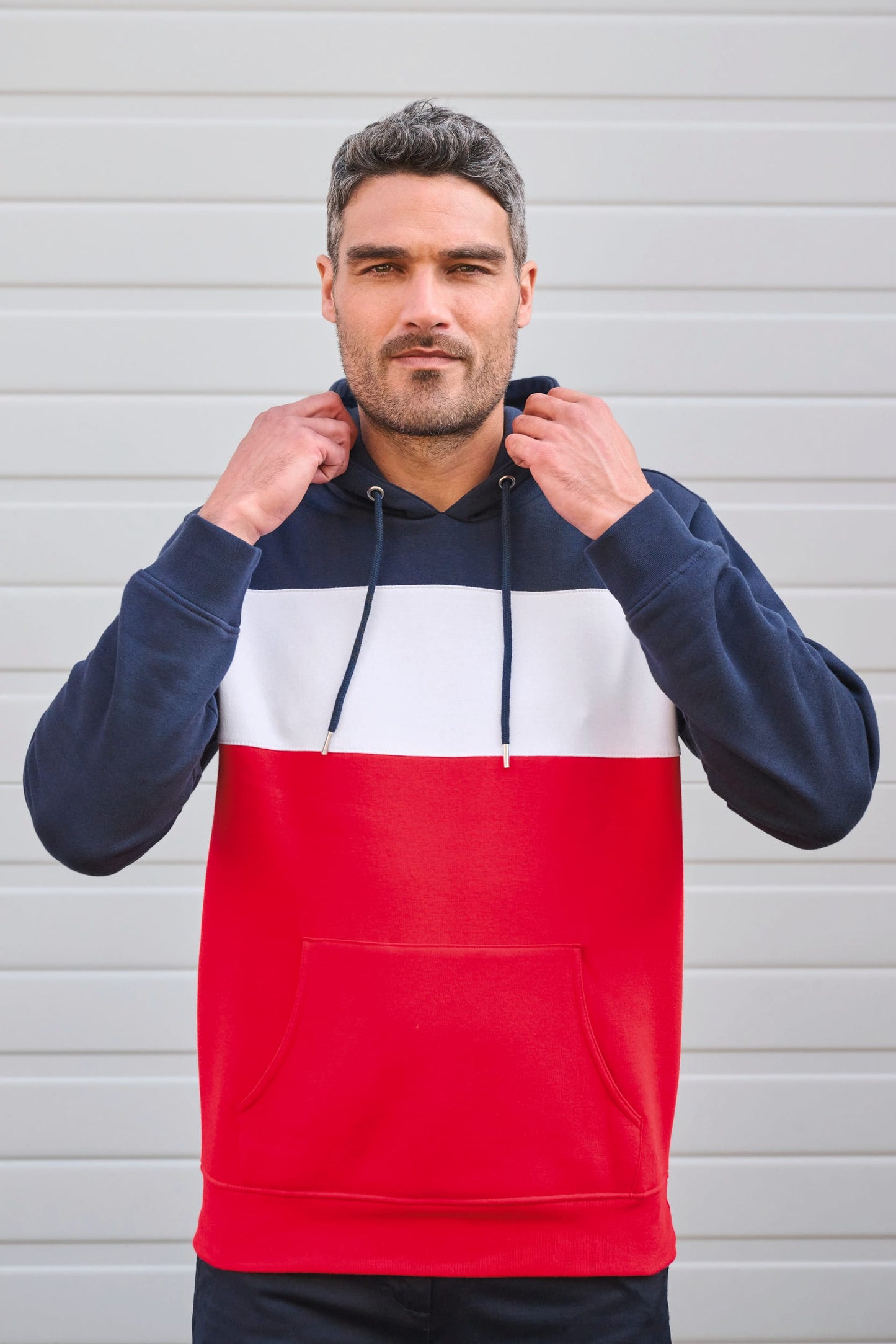 K4016 - Felpa unisex tricolore con cappuccio
