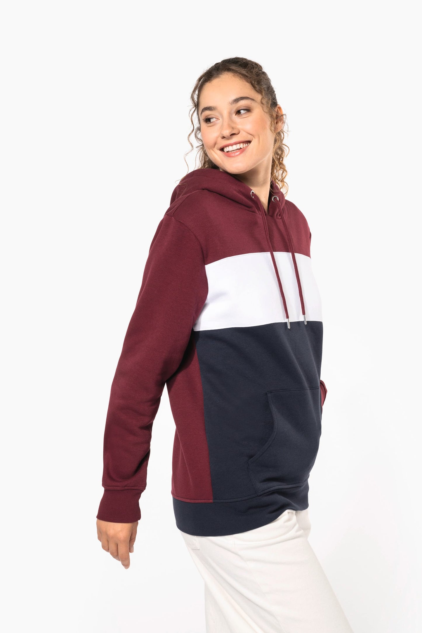 K4016 - Felpa unisex tricolore con cappuccio