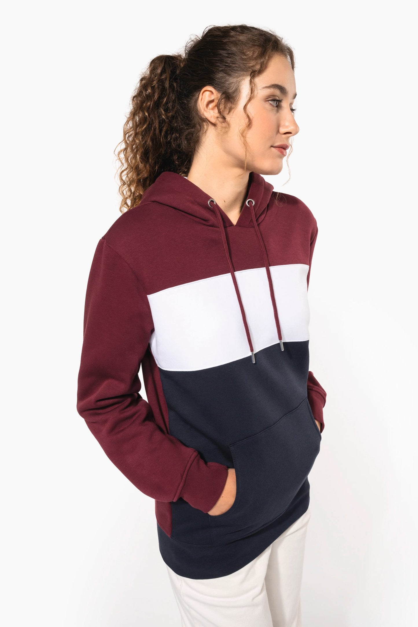 K4016 - Felpa unisex tricolore con cappuccio