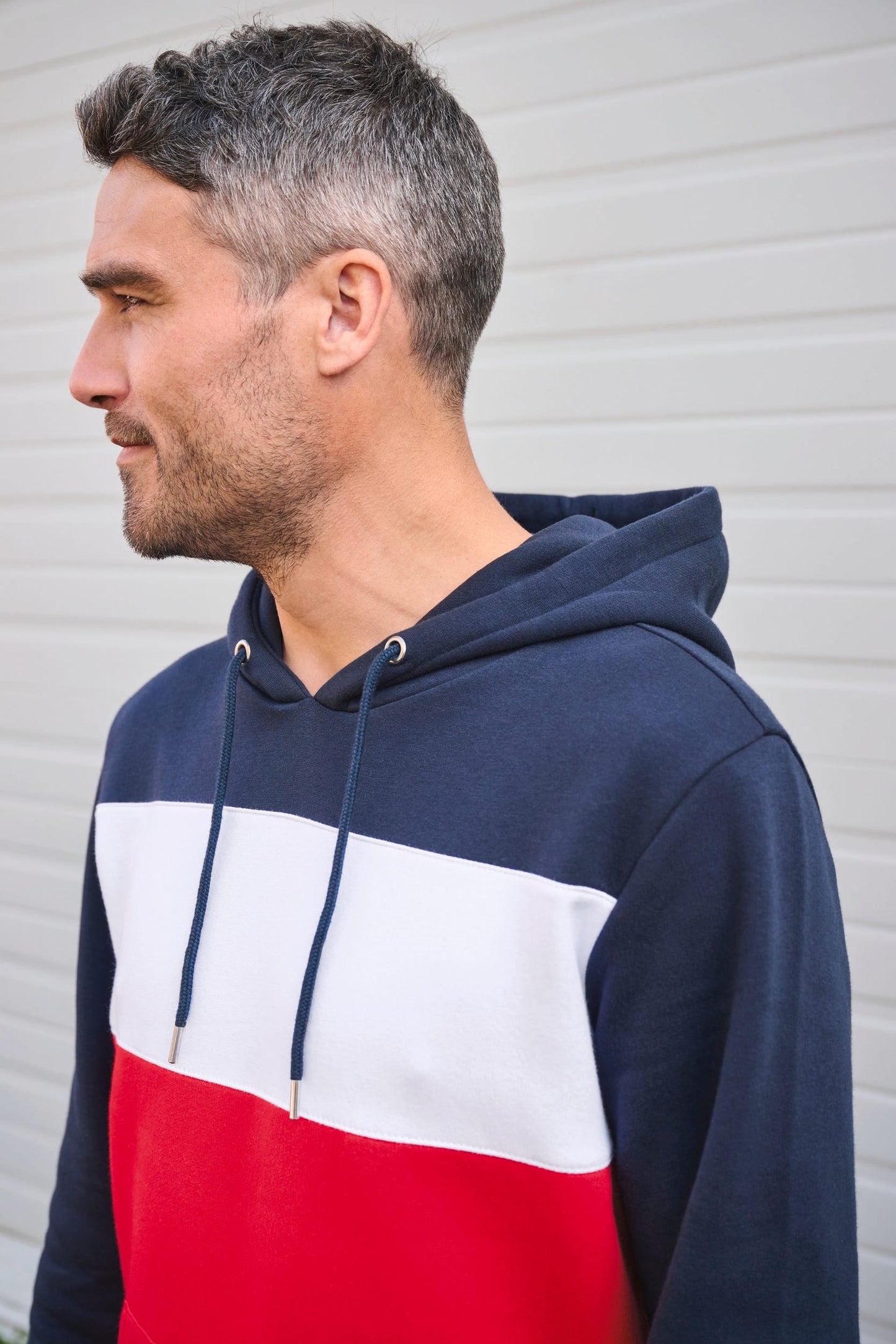 K4016X - Felpa unisex tricolore con cappuccio