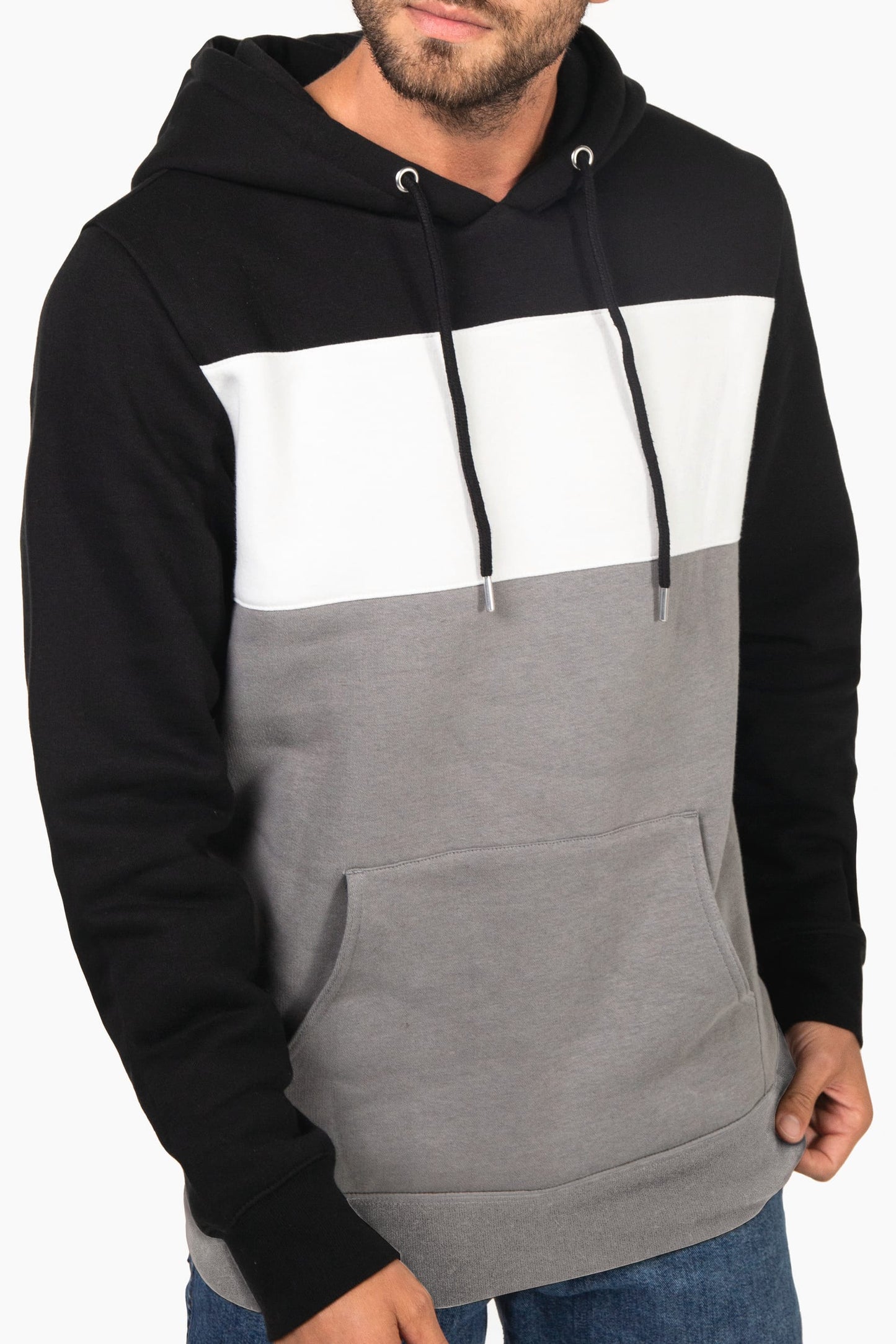 K4016X - Felpa unisex tricolore con cappuccio