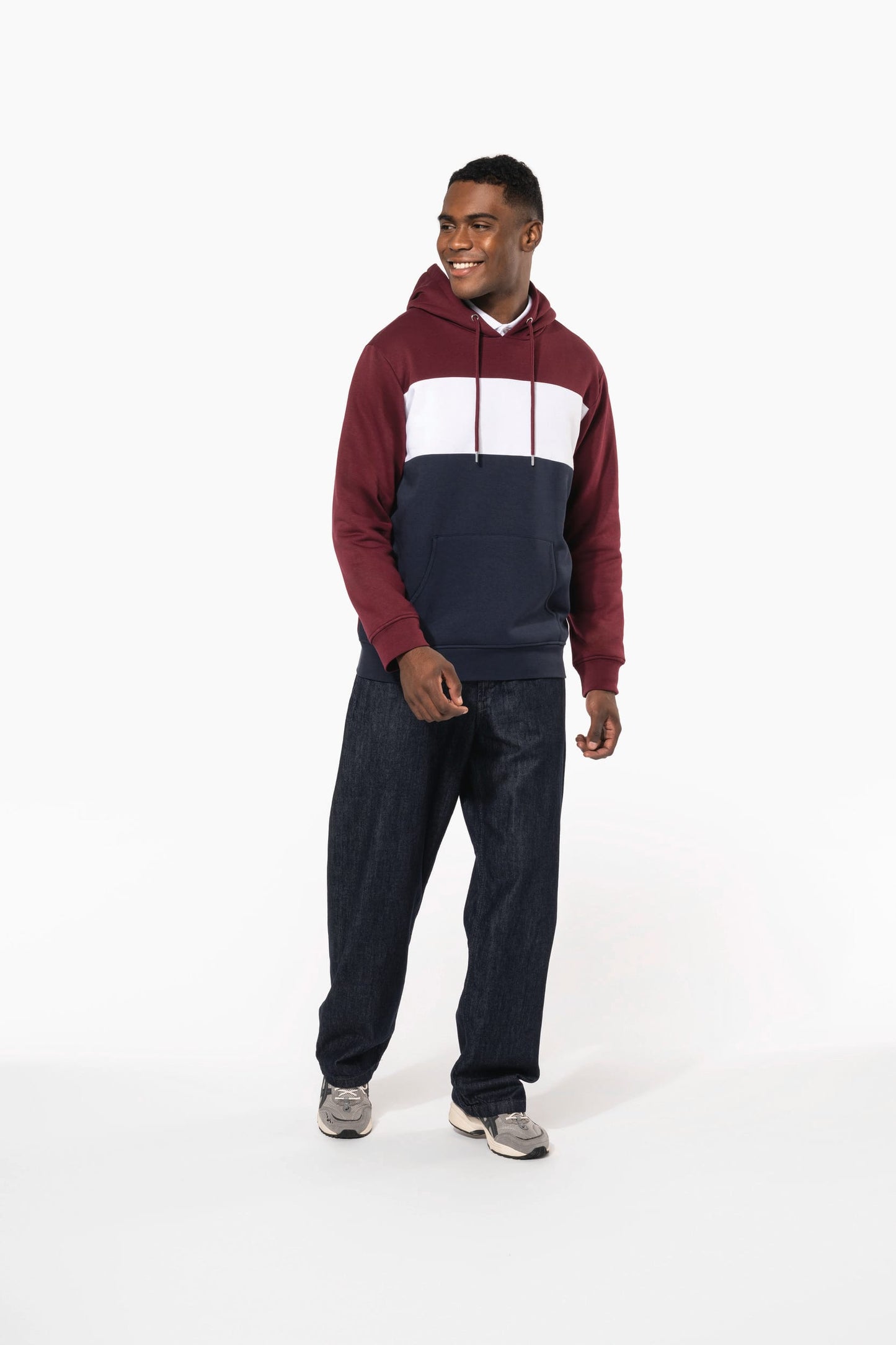 K4016 - Felpa unisex tricolore con cappuccio
