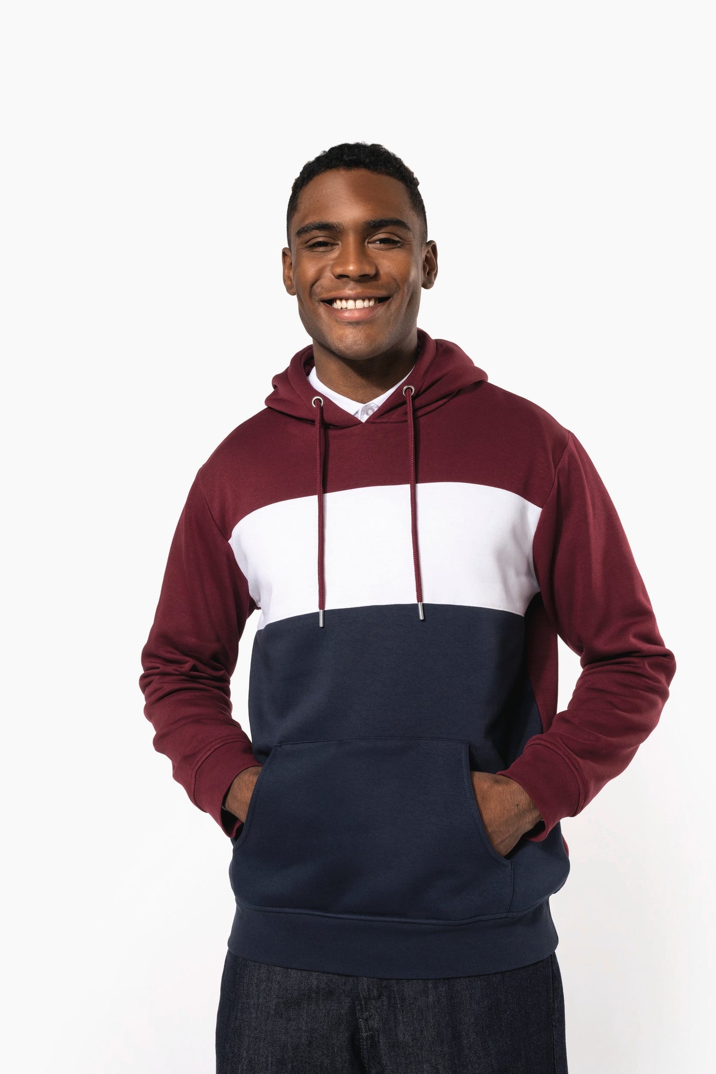 K4016 - Felpa unisex tricolore con cappuccio