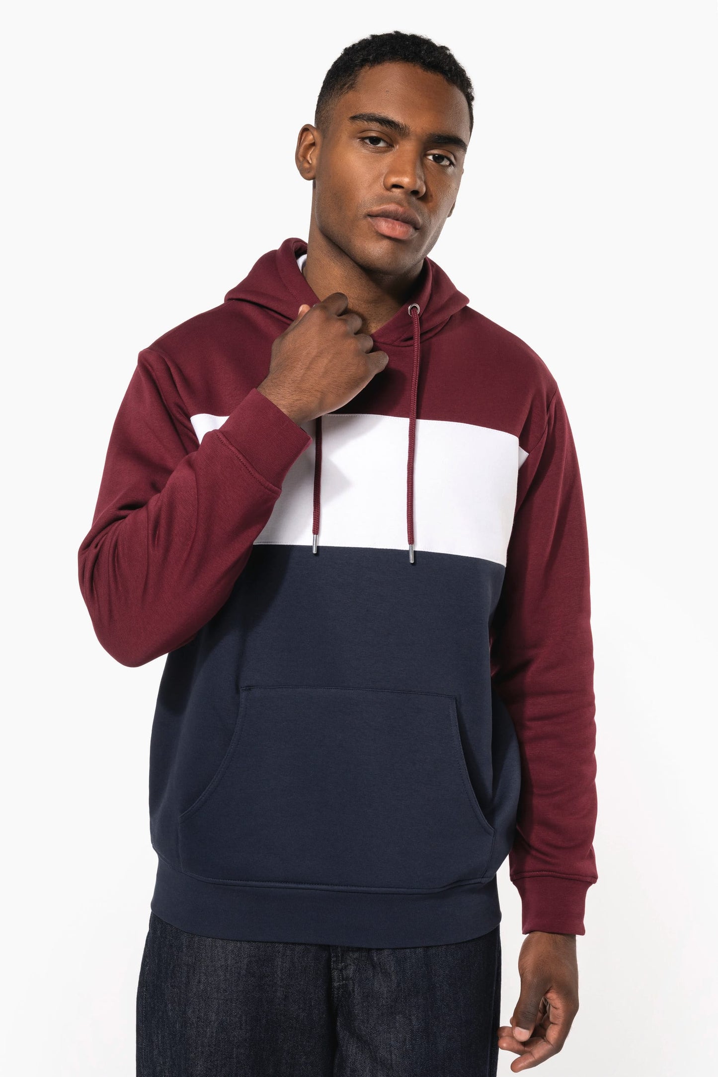 K4016 - Felpa unisex tricolore con cappuccio