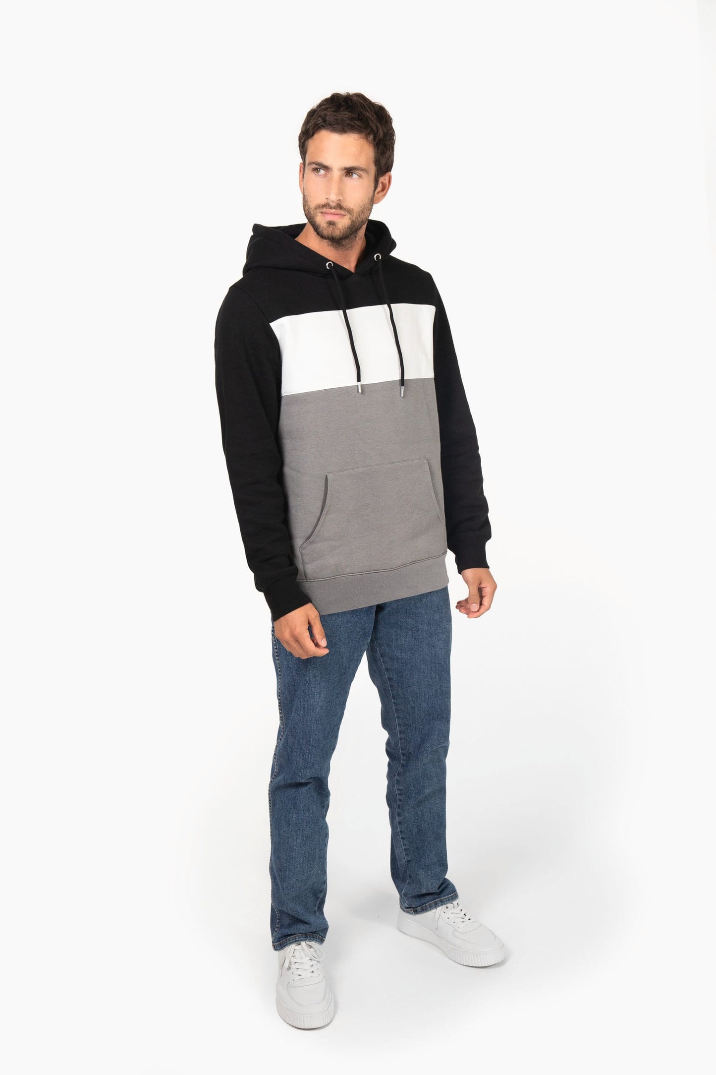 K4016 - Felpa unisex tricolore con cappuccio