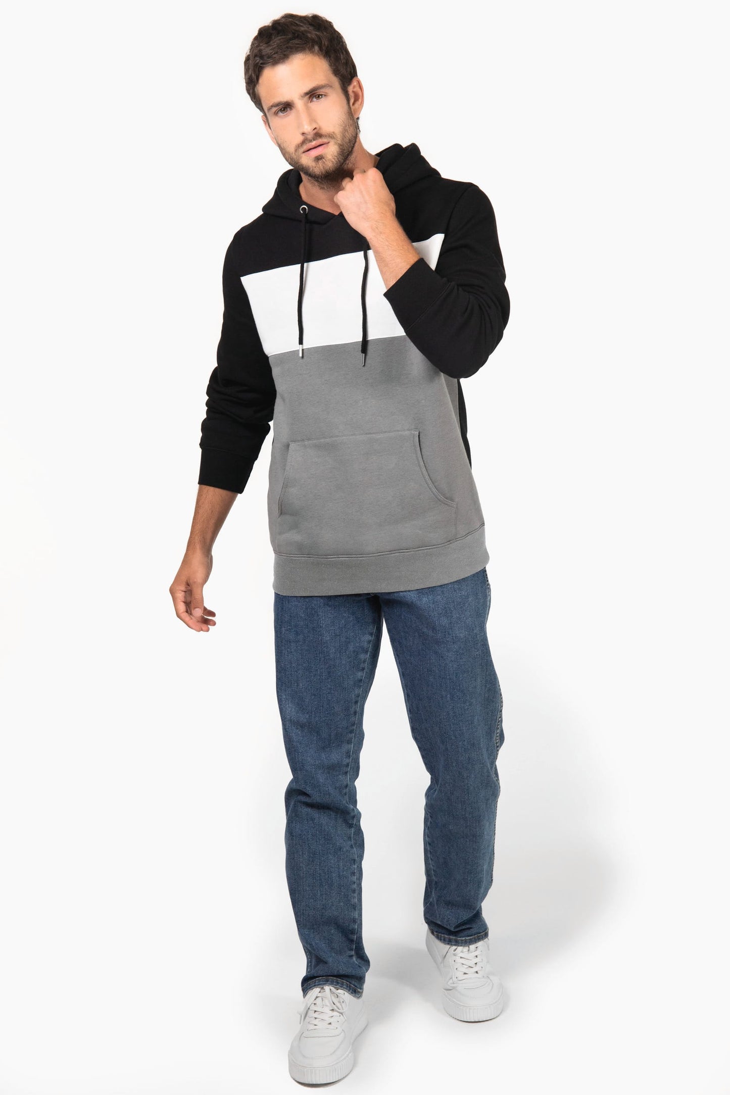 K4016 - Felpa unisex tricolore con cappuccio