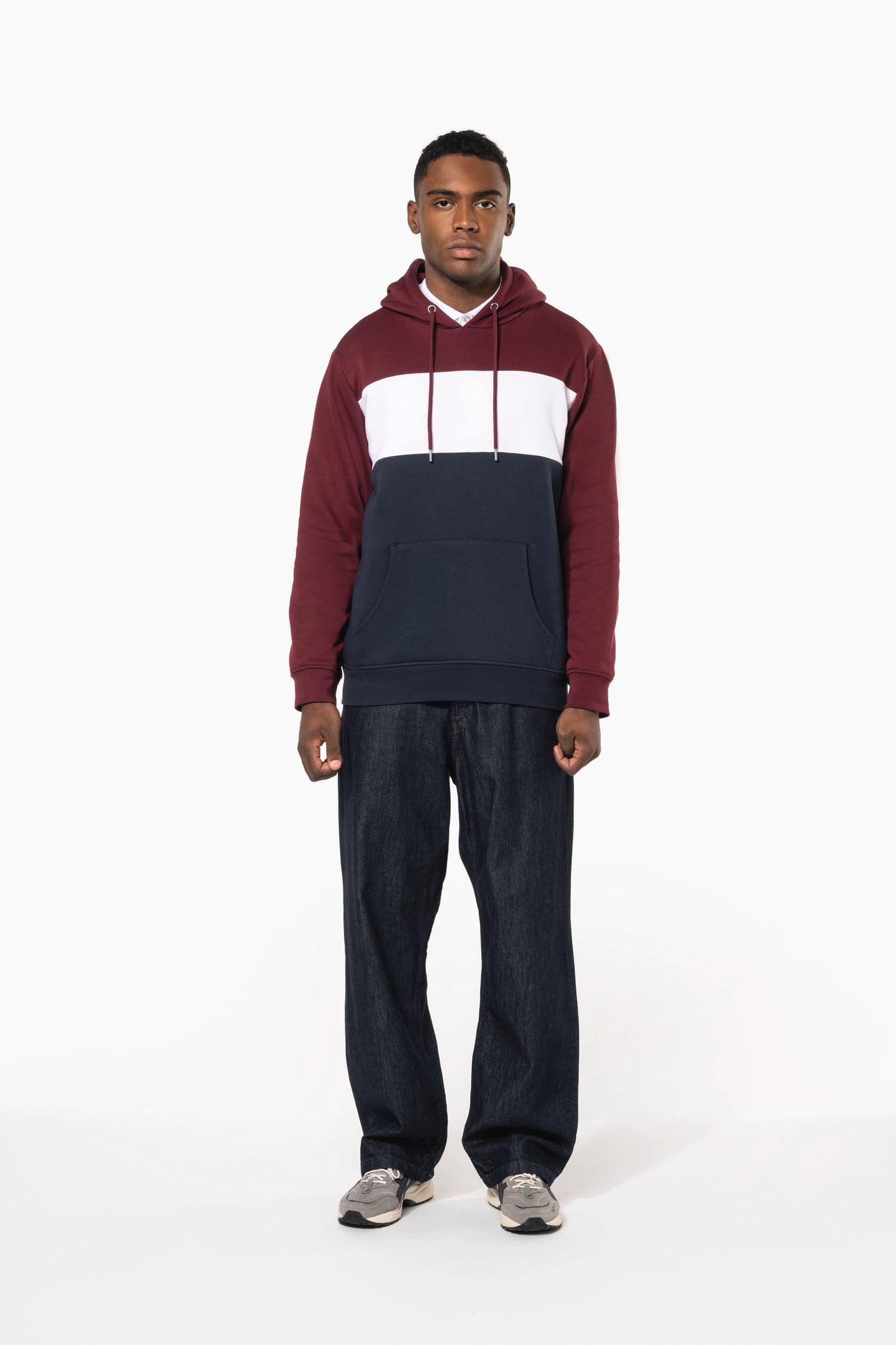 K4016 - Felpa unisex tricolore con cappuccio