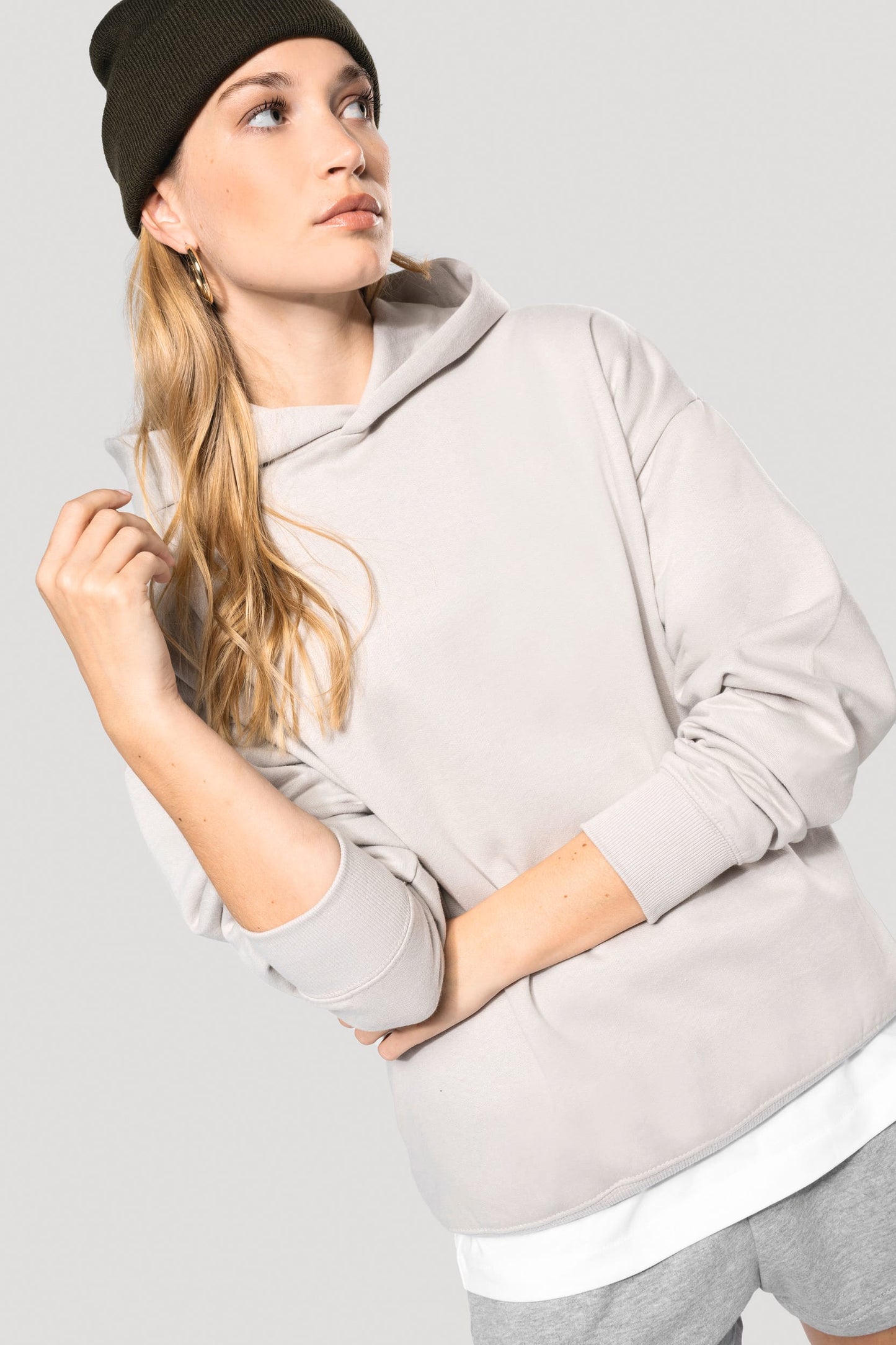 K4018 - Felpa unisex oversize con cappuccio in felpa