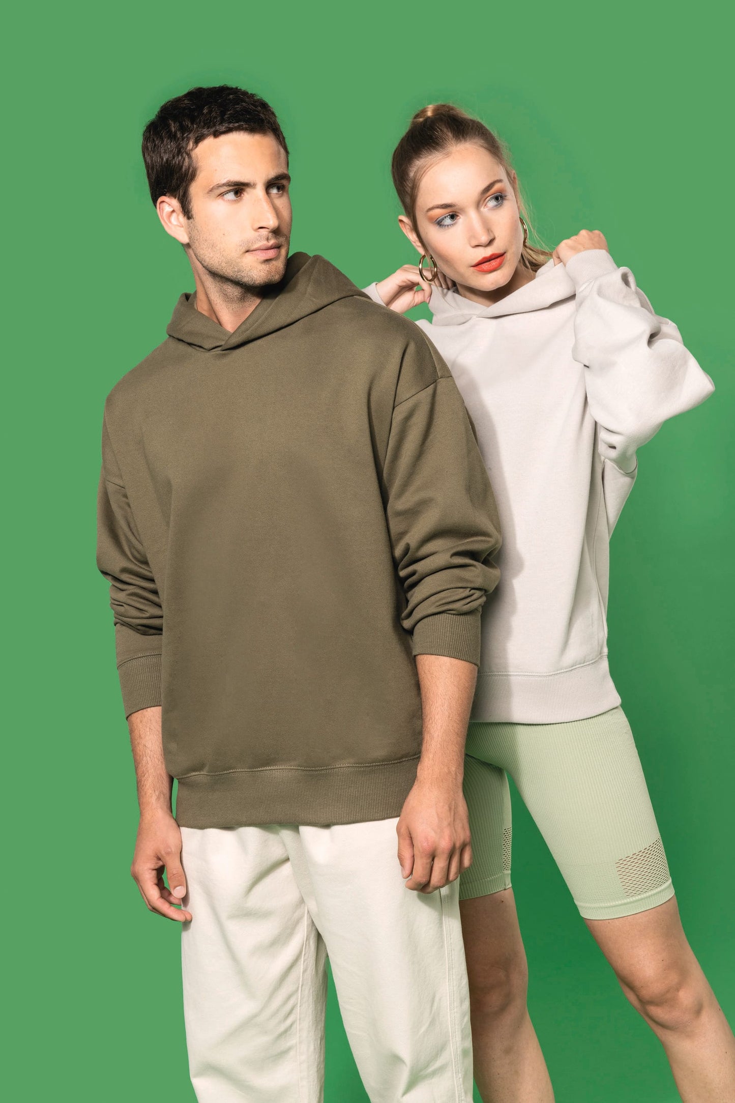 K4018 - Felpa unisex oversize con cappuccio in felpa
