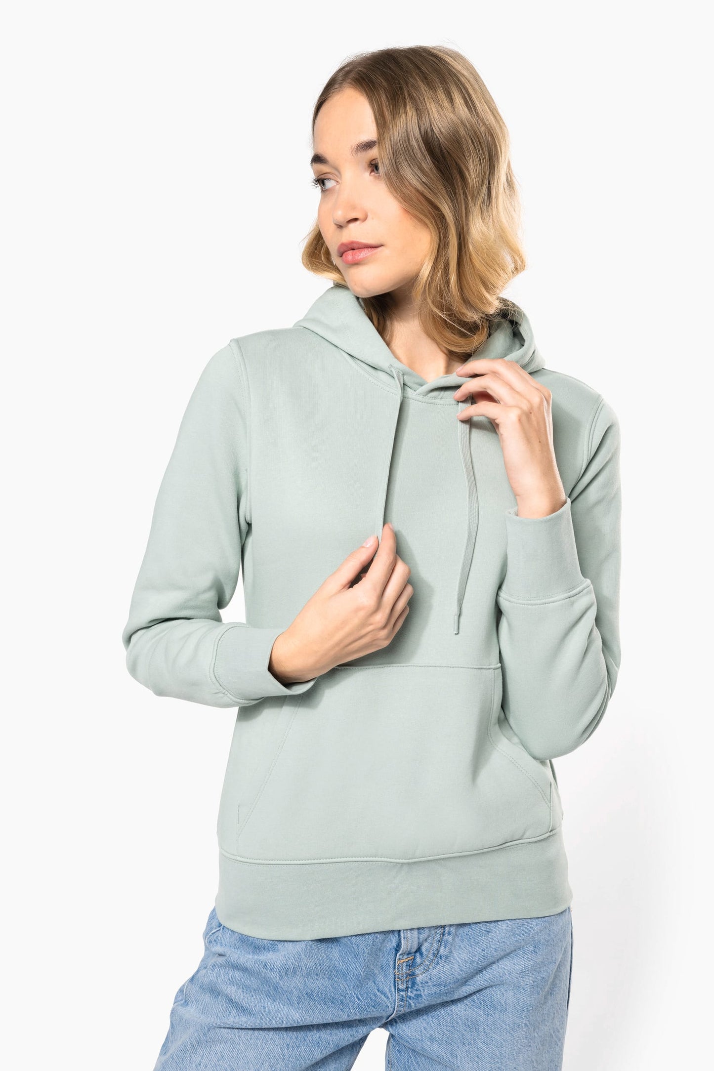 K4028C - Felpa eco-sostenibile donna con cappuccio