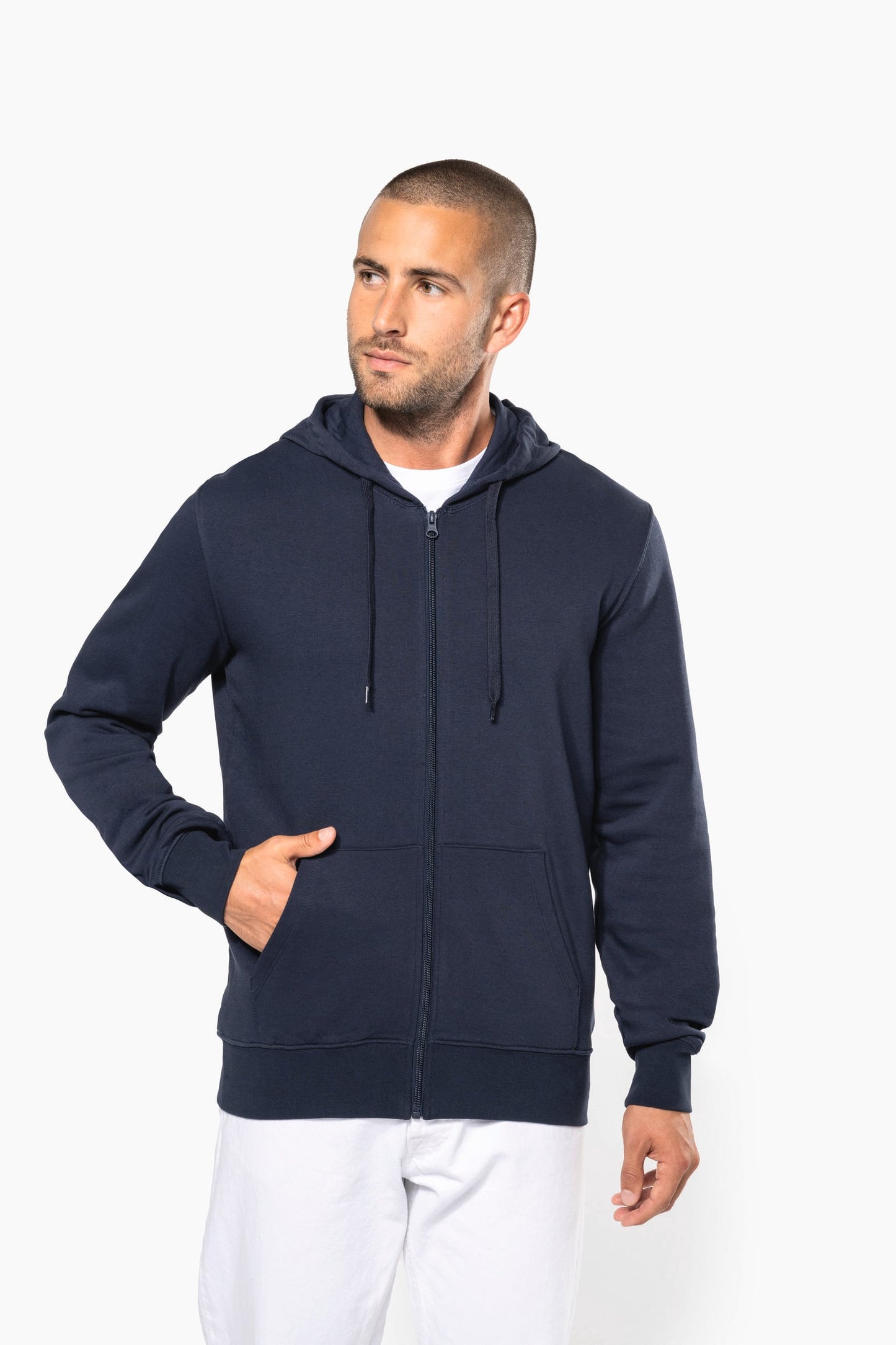 K4030C - Felpa eco-sostenibile uomo con cappuccio e zip
