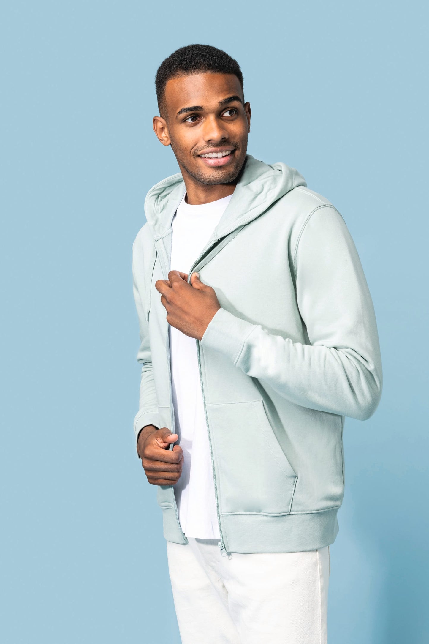 K4030C - Felpa eco-sostenibile uomo con cappuccio e zip