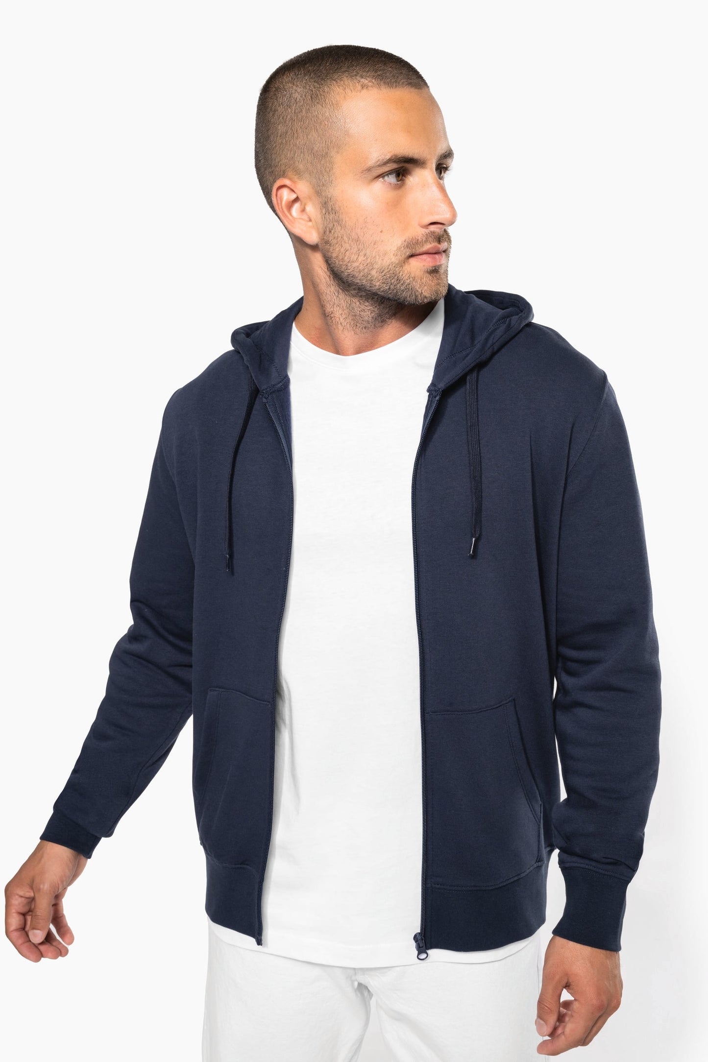 K4030X - Felpa eco-sostenibile uomo con cappuccio e zip