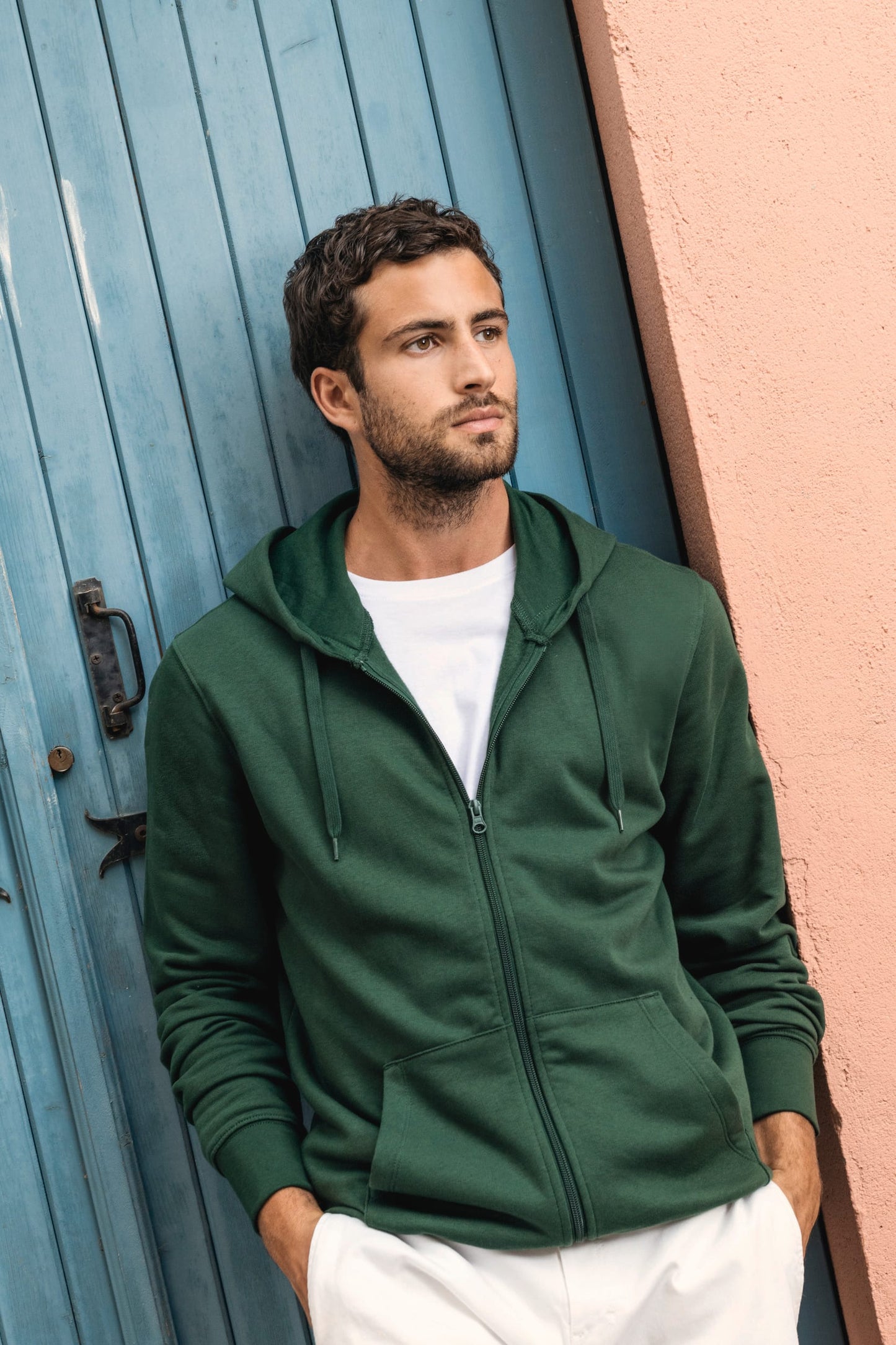 K4030CX - Felpa eco-sostenibile uomo con cappuccio e zip