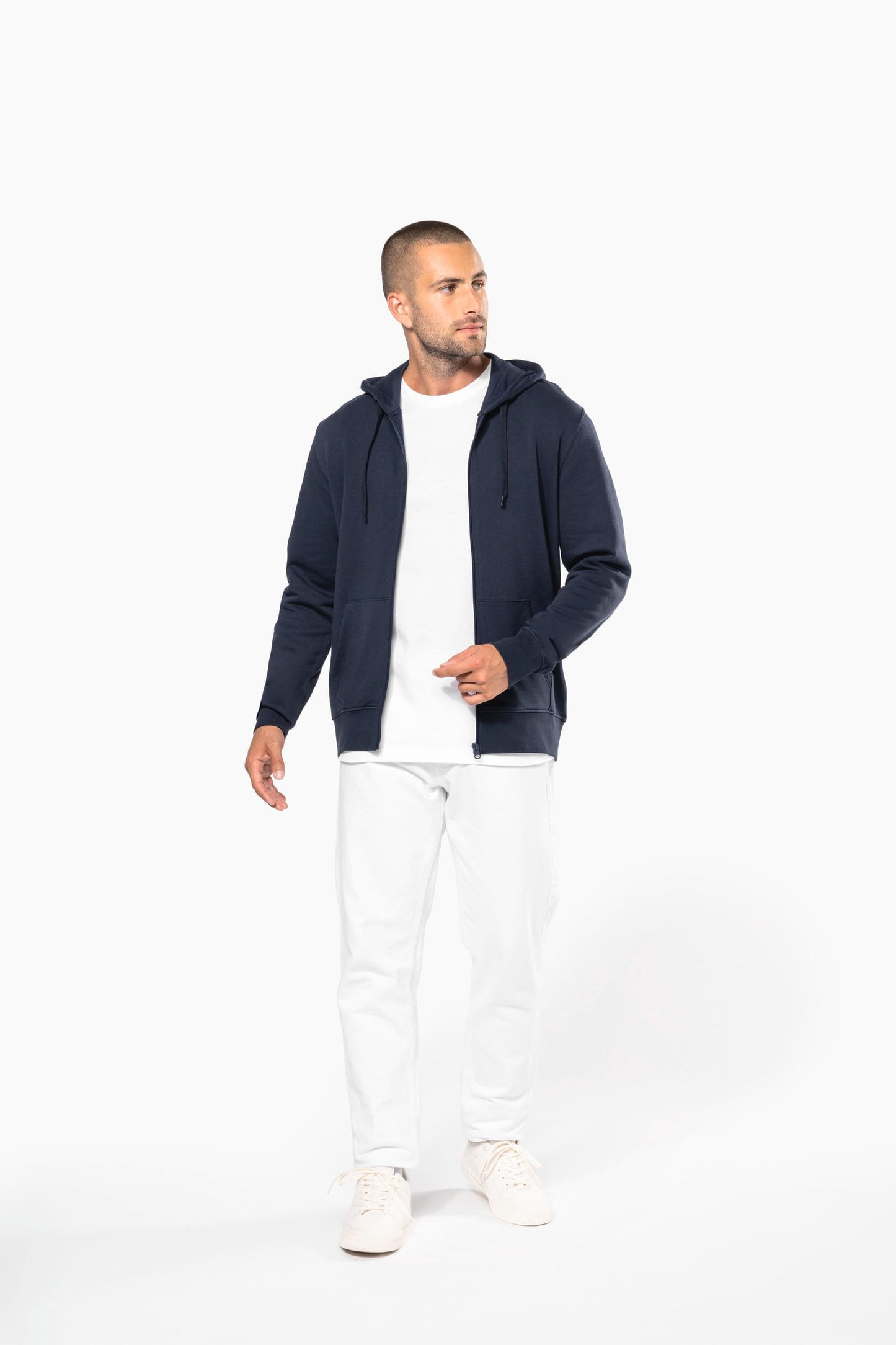 K4030CX - Felpa eco-sostenibile uomo con cappuccio e zip