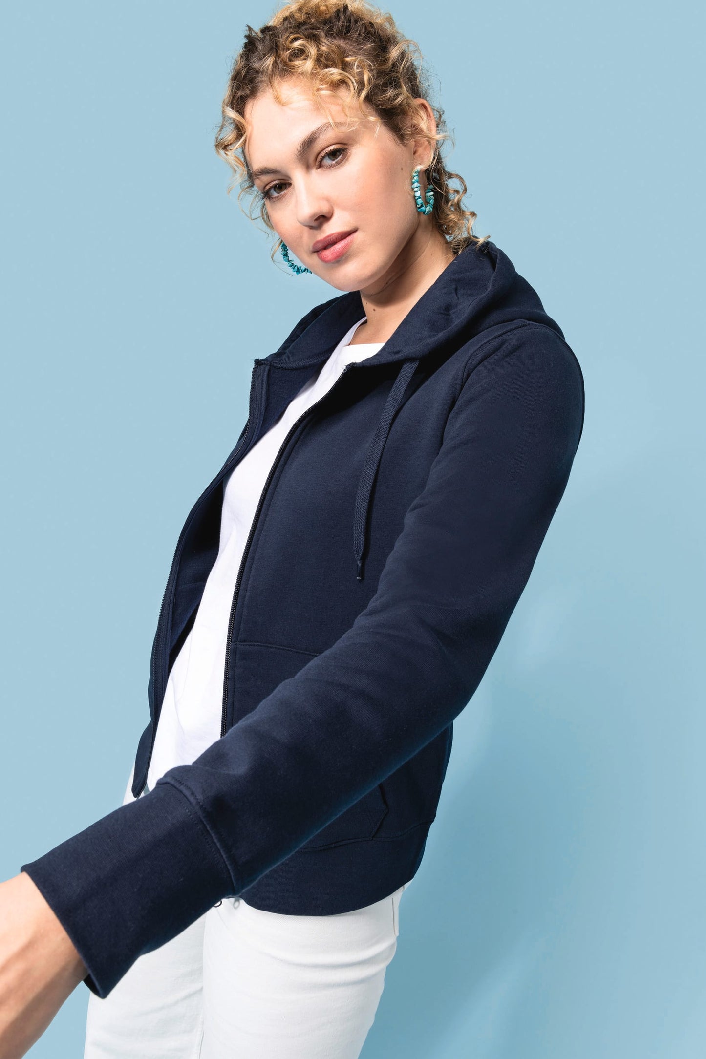 K4031 - Felpa eco-sostenibile donna con cappuccio e zip