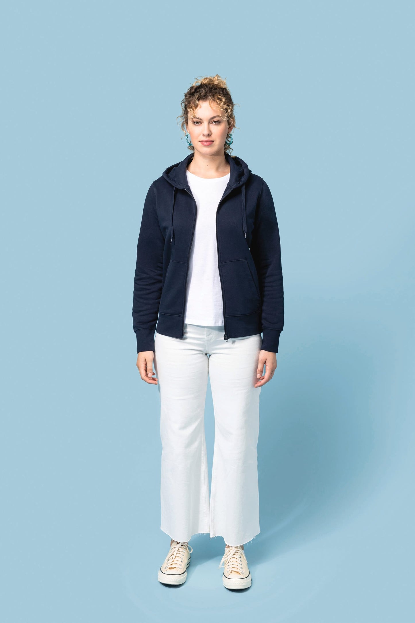 K4031C - Felpa eco-sostenibile donna con cappuccio e zip