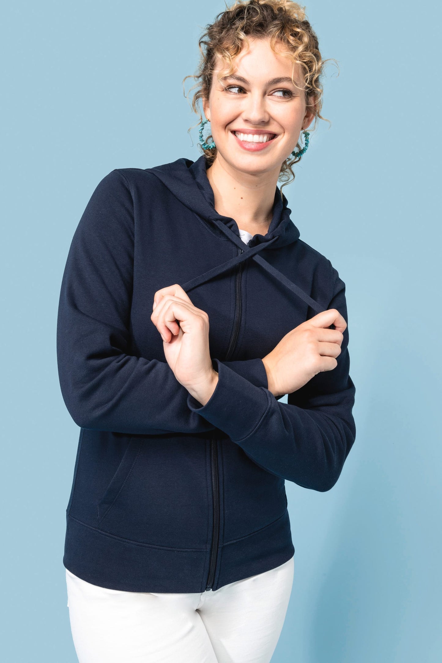 K4031C - Felpa eco-sostenibile donna con cappuccio e zip
