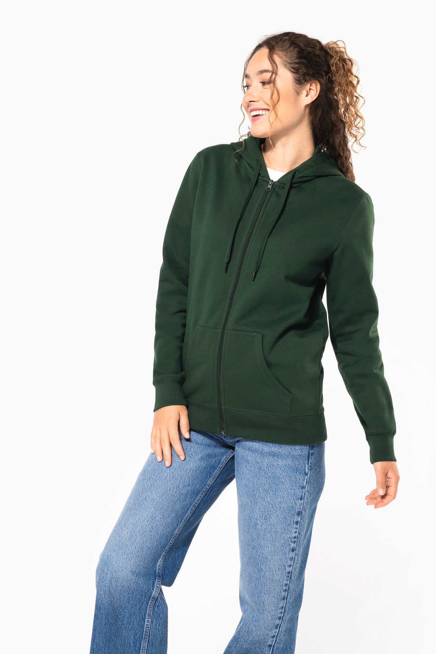 K4042 - Felpa in tessuto riciclato con zip e cappuccio unisex