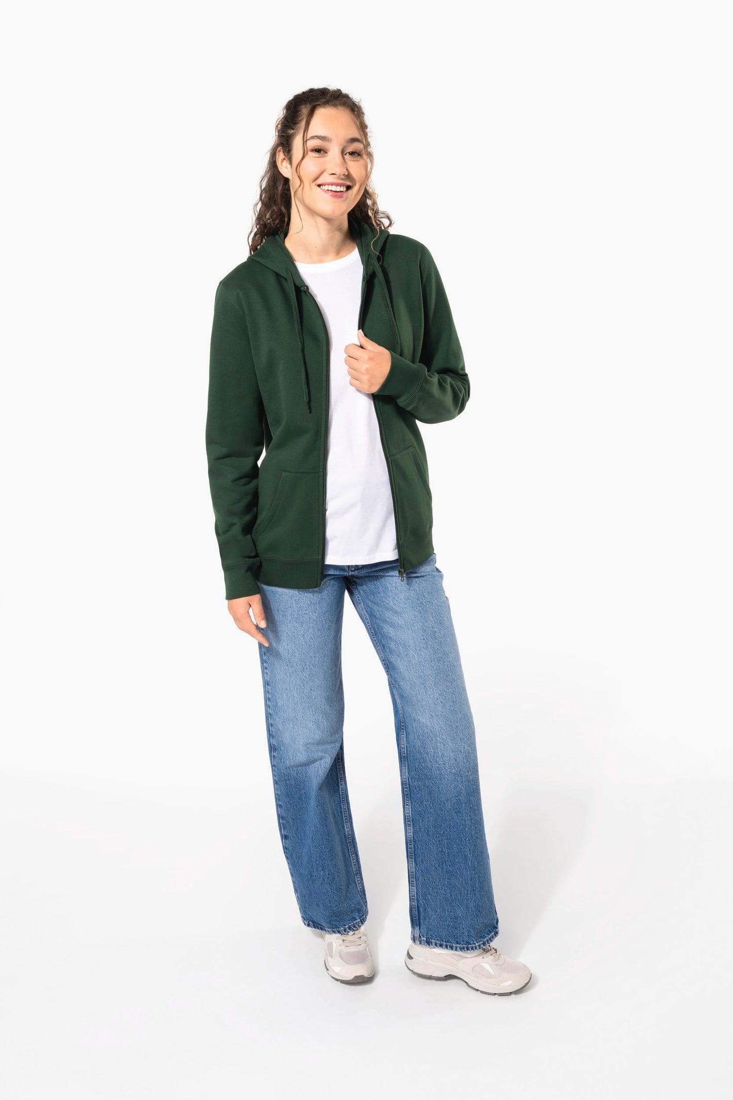 K4042 - Felpa in tessuto riciclato con zip e cappuccio unisex