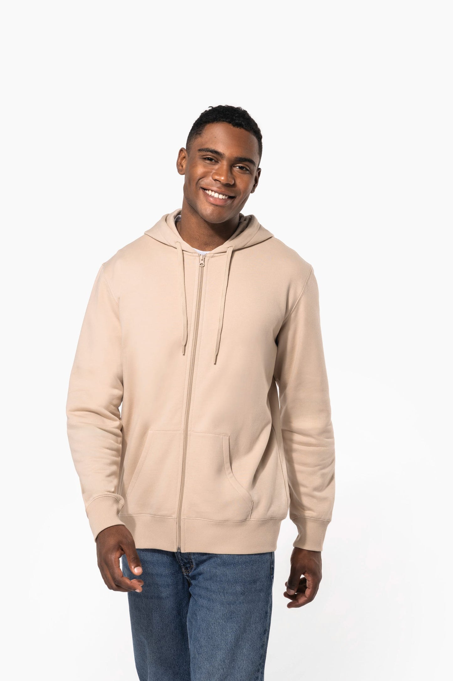 K4042 - Felpa in tessuto riciclato con zip e cappuccio unisex