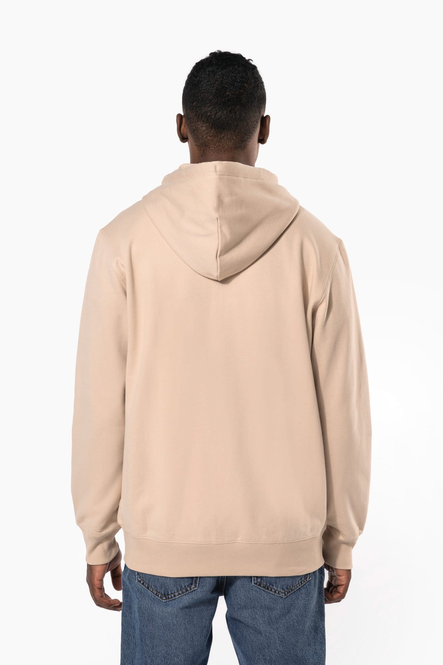 K4042A - Felpa in tessuto riciclato con zip e cappuccio unisex