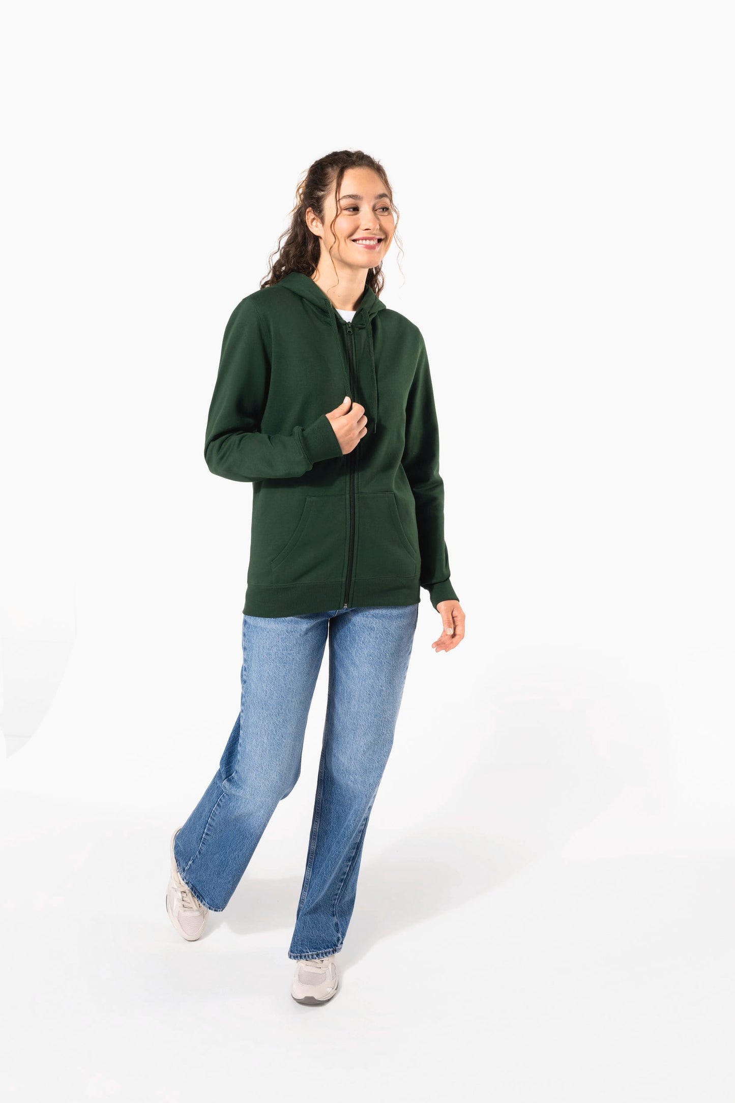 K4042 - Felpa in tessuto riciclato con zip e cappuccio unisex