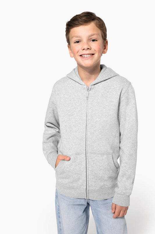 K4045 - Felpa in materiale riciclato con zip e cappuccio bambino