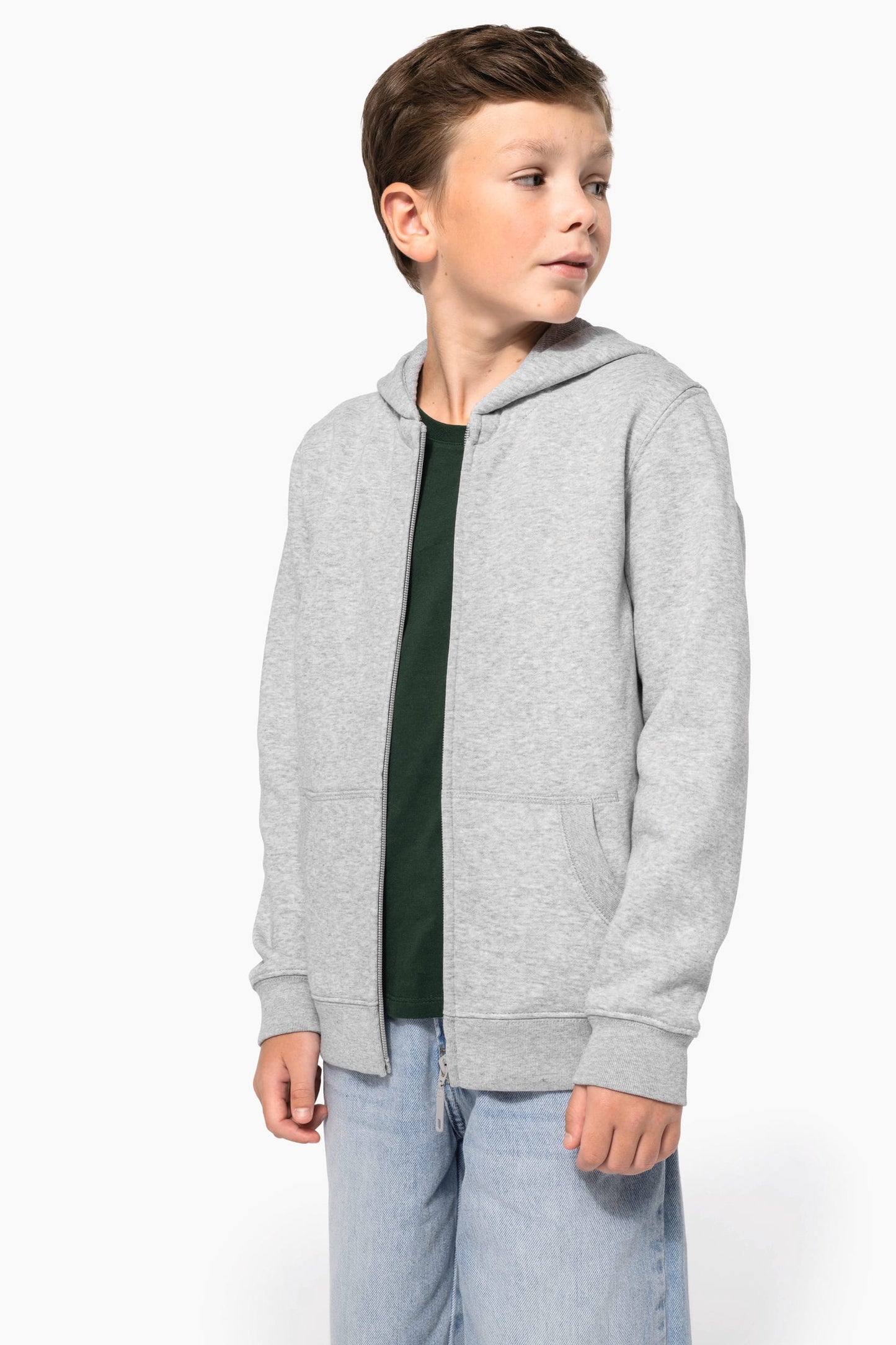K4045 - Felpa in materiale riciclato con zip e cappuccio bambino