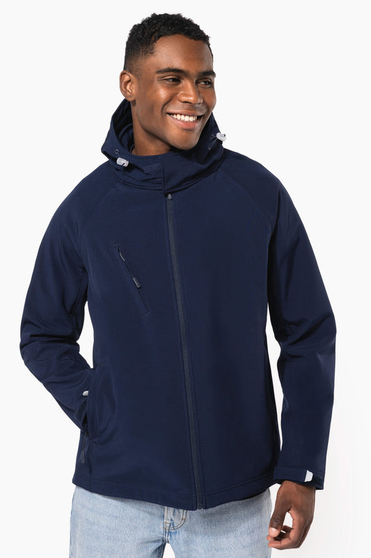 K413 - Giacca Softshell con cappuccio staccabile uomo