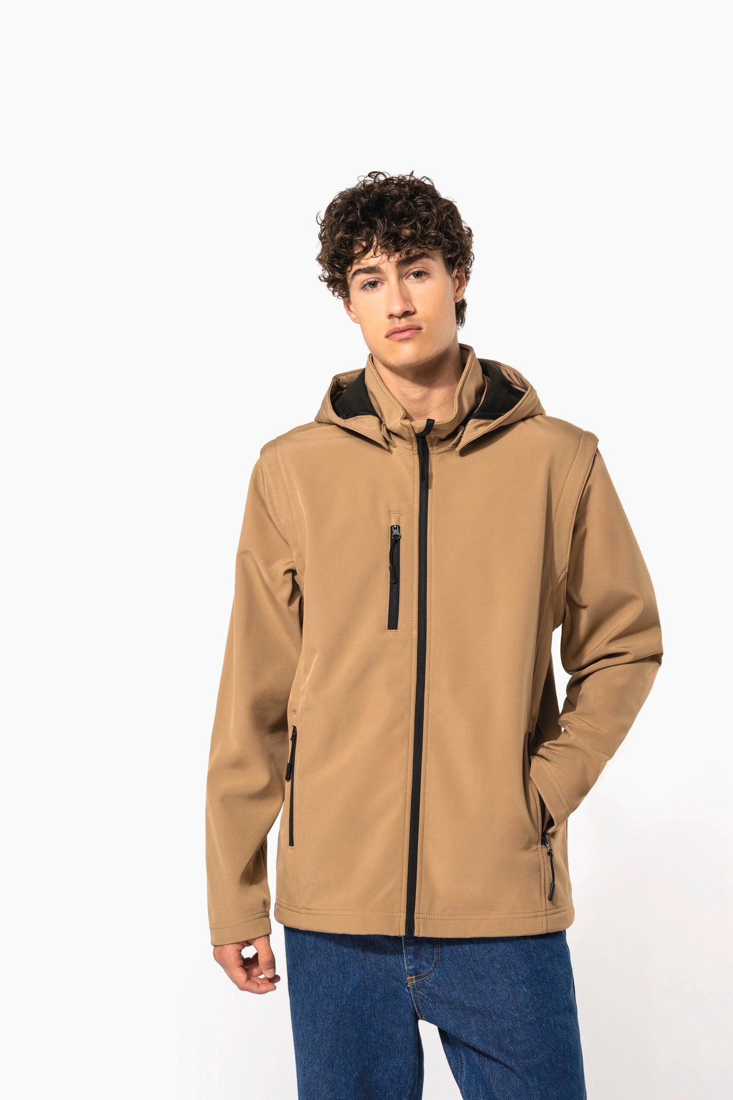 K422 - Giacca unisex Softshell a 3 strati con cappuccio e maniche staccabili