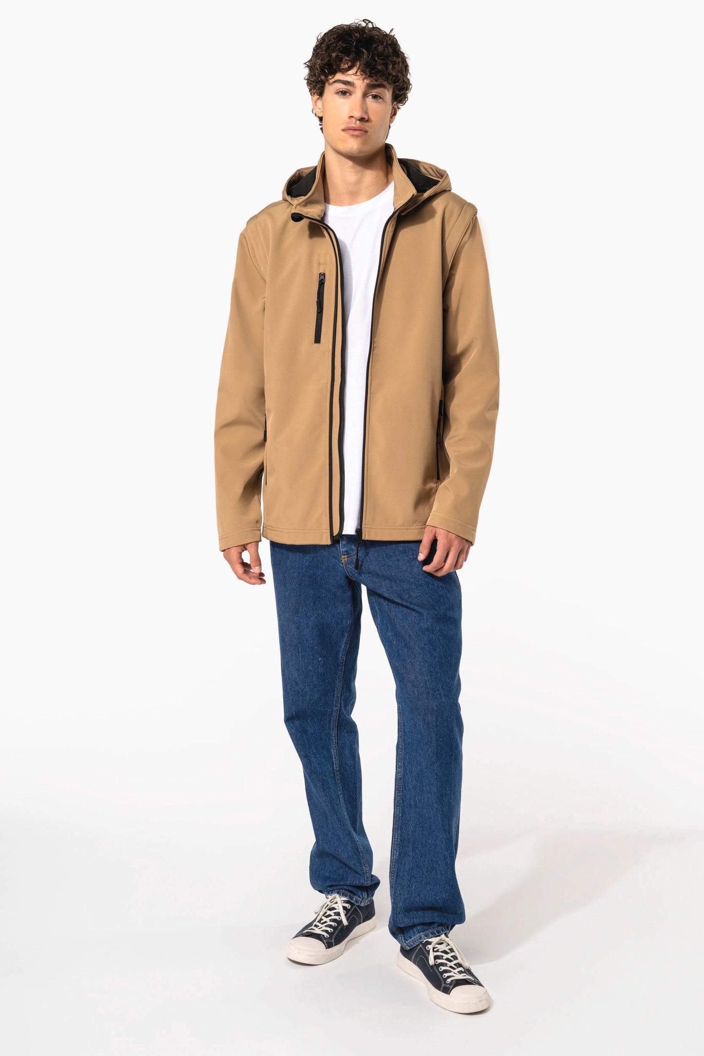 K422X - Giacca unisex Softshell a 3 strati con cappuccio e maniche staccabili