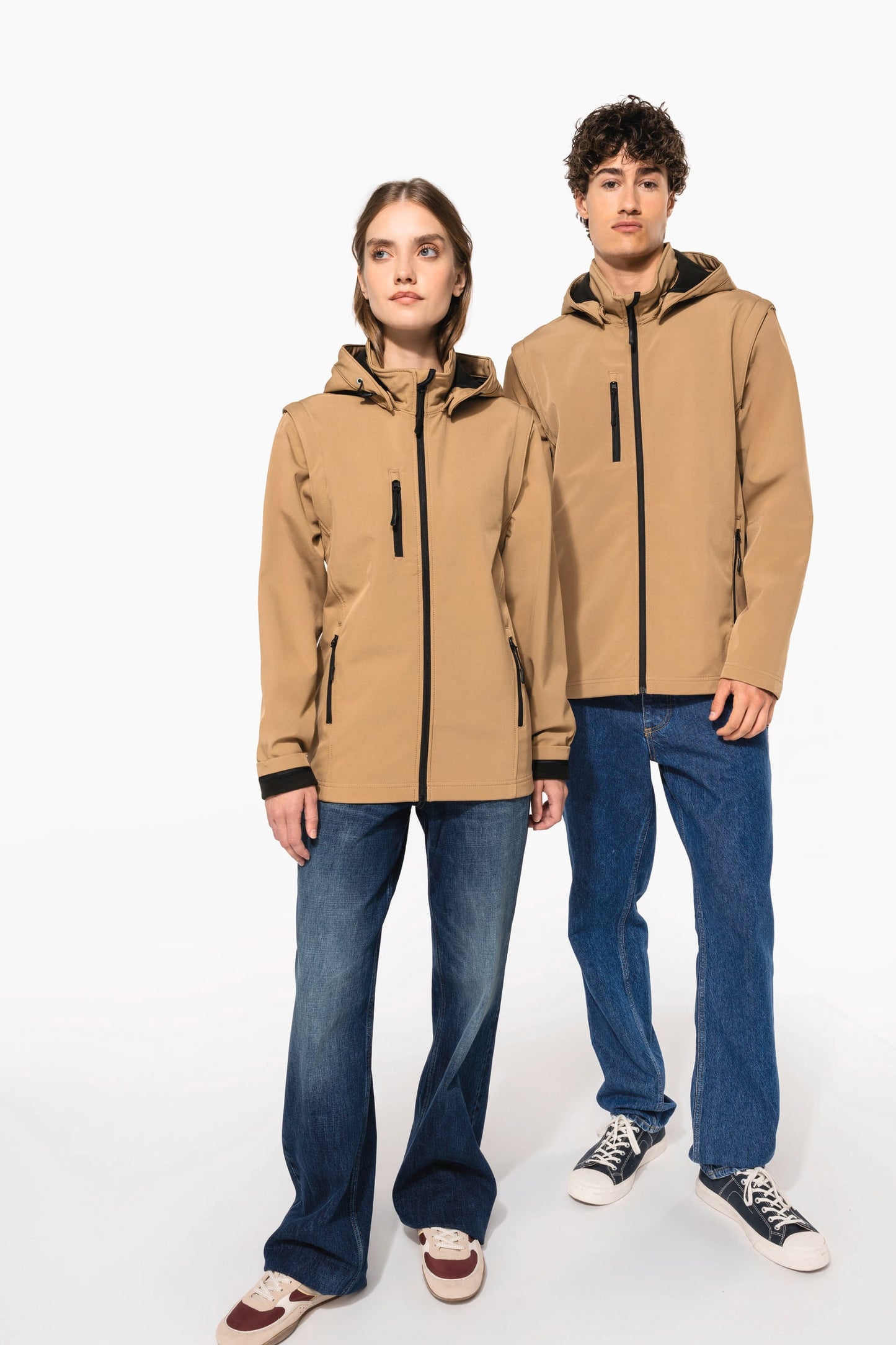 K422 - Giacca unisex Softshell a 3 strati con cappuccio e maniche staccabili