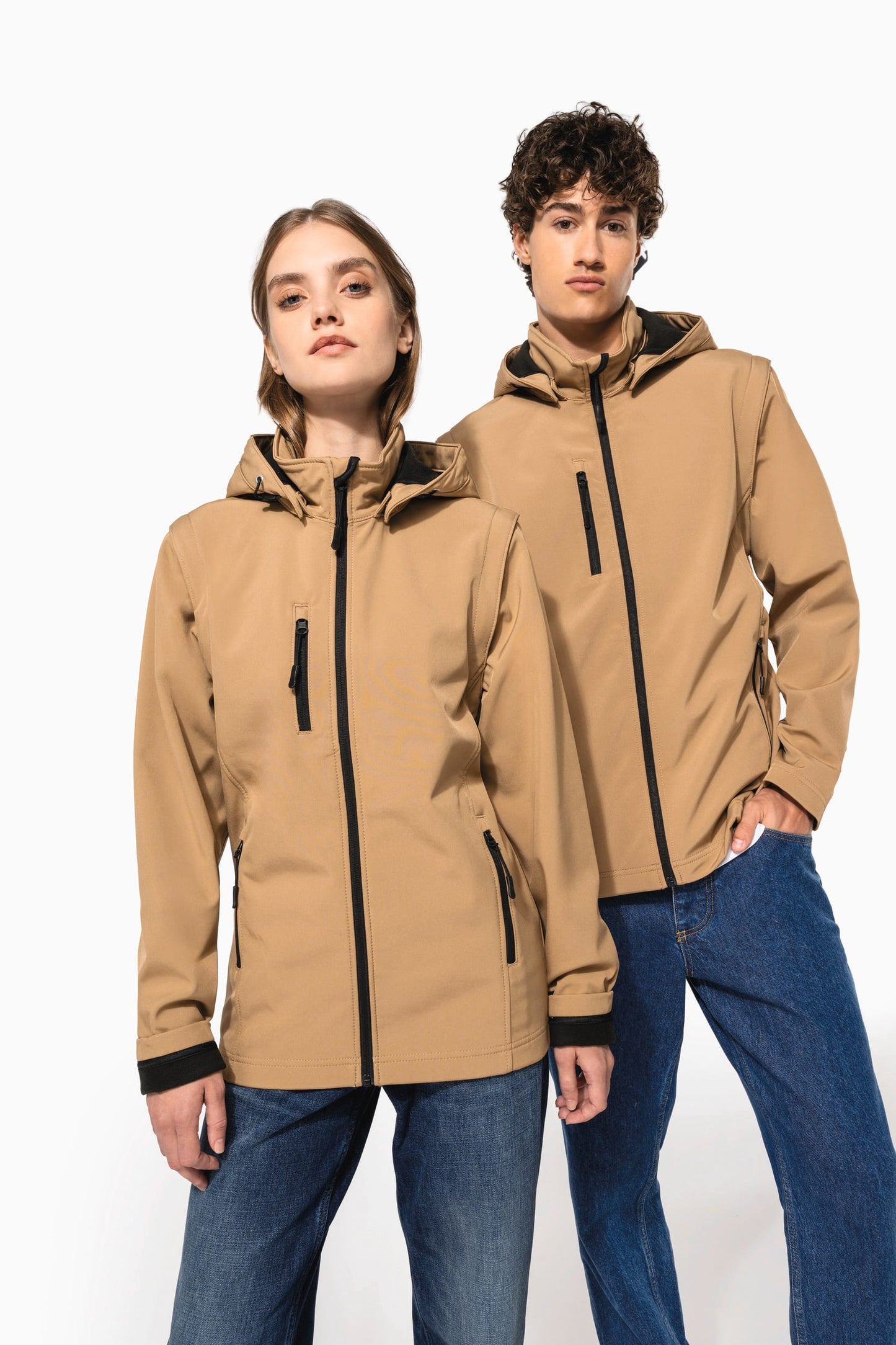 K422X - Giacca unisex Softshell a 3 strati con cappuccio e maniche staccabili