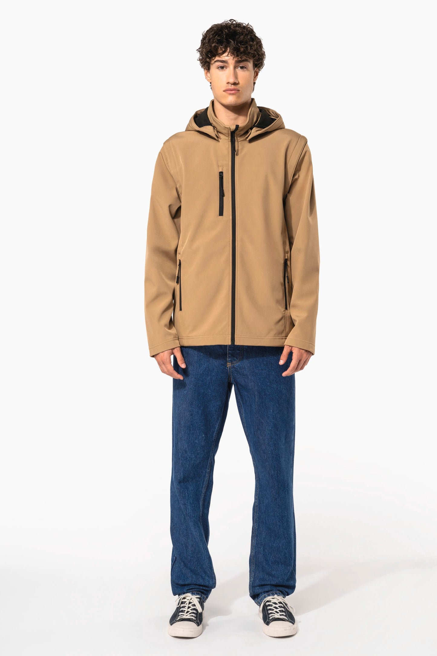 K422X - Giacca unisex Softshell a 3 strati con cappuccio e maniche staccabili