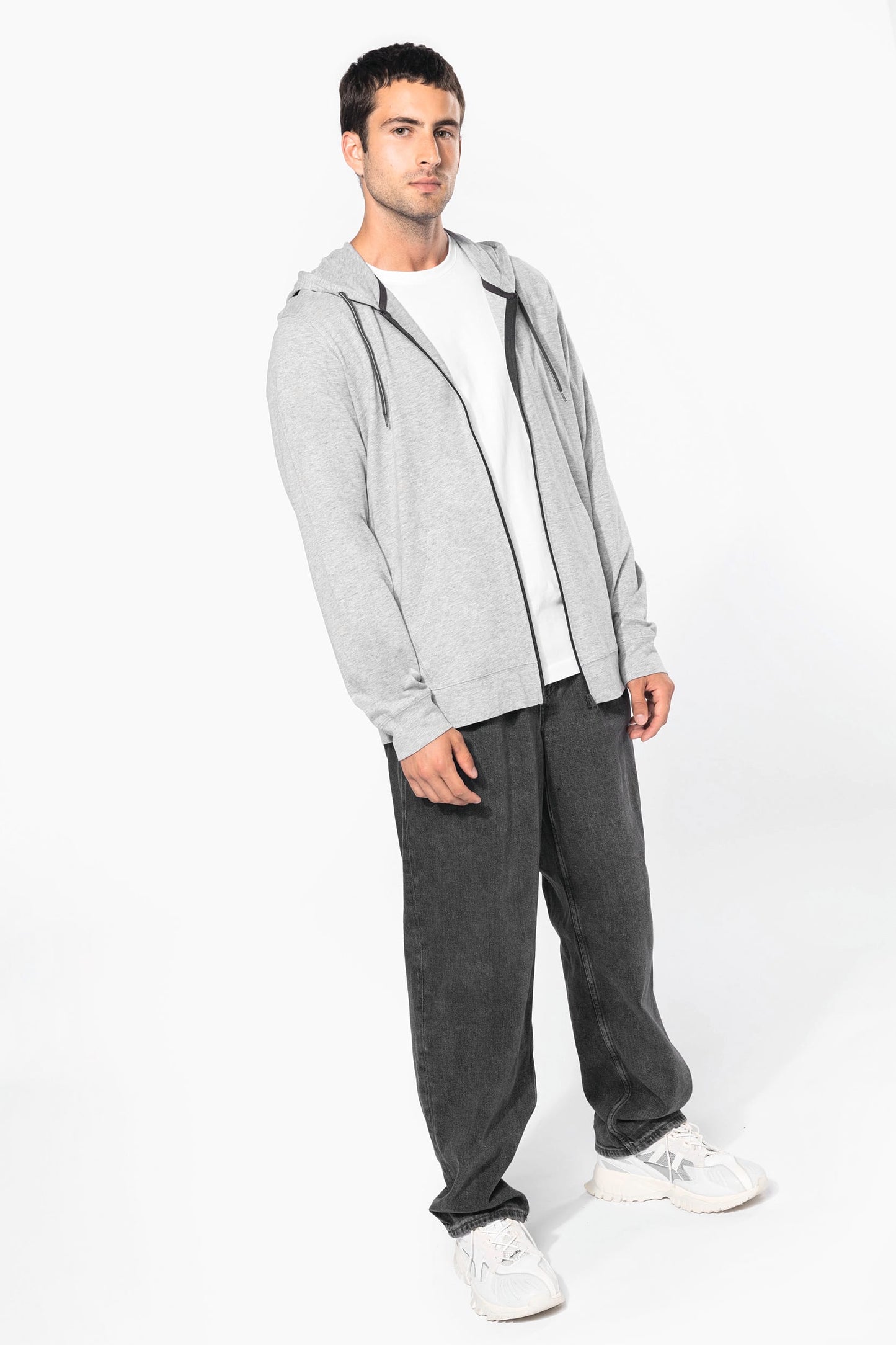 K438 - Felpa leggera in cotone con cappuccio