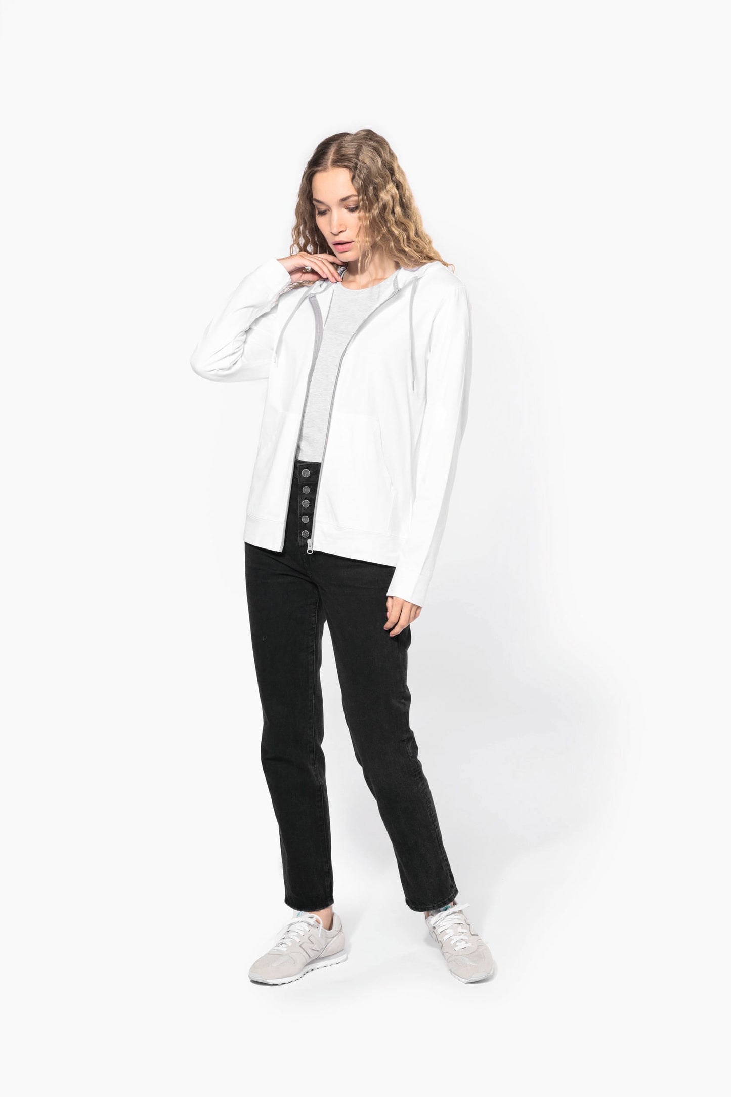 K438 - Felpa leggera in cotone con cappuccio