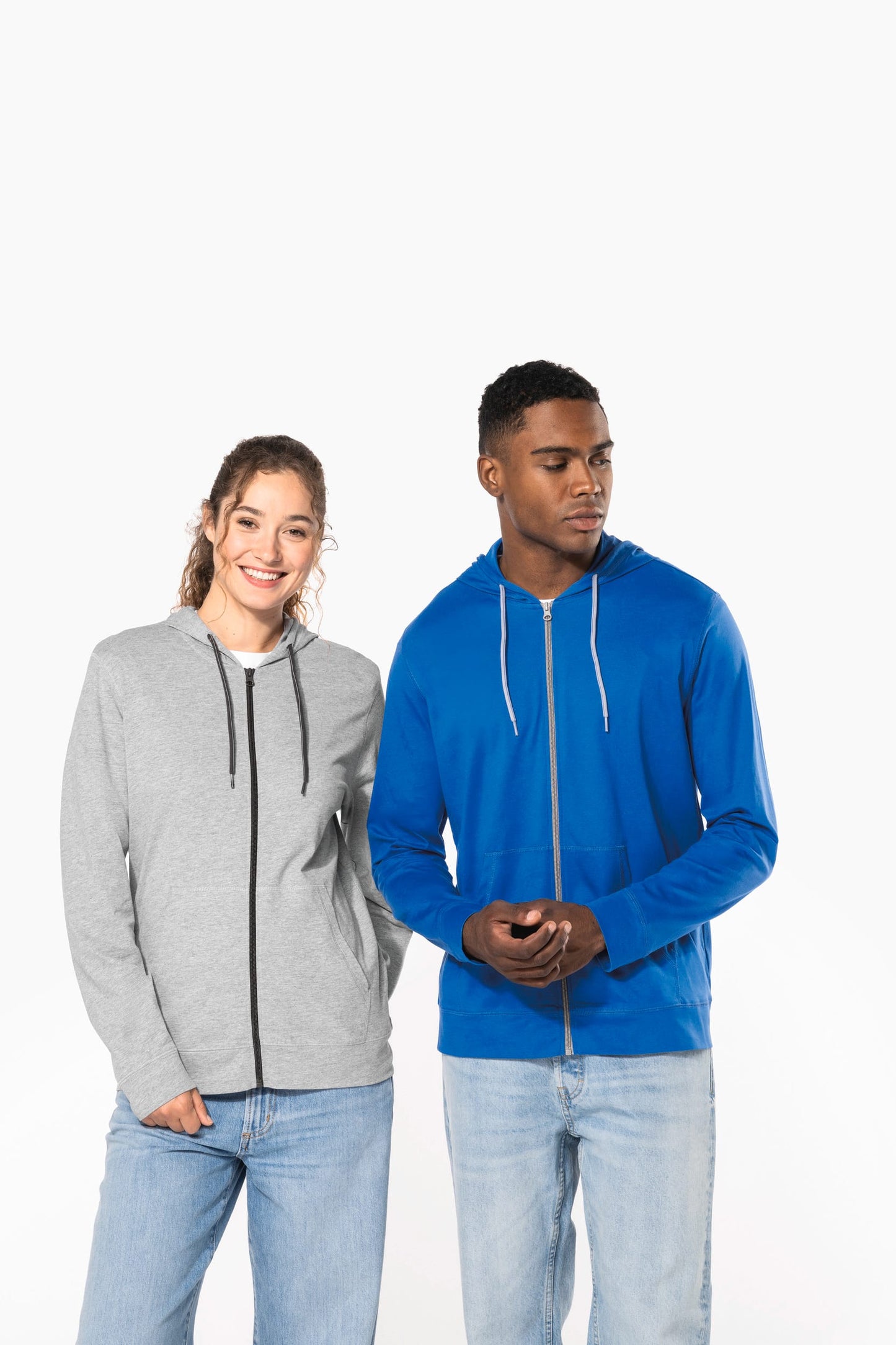 K438 - Felpa leggera in cotone con cappuccio