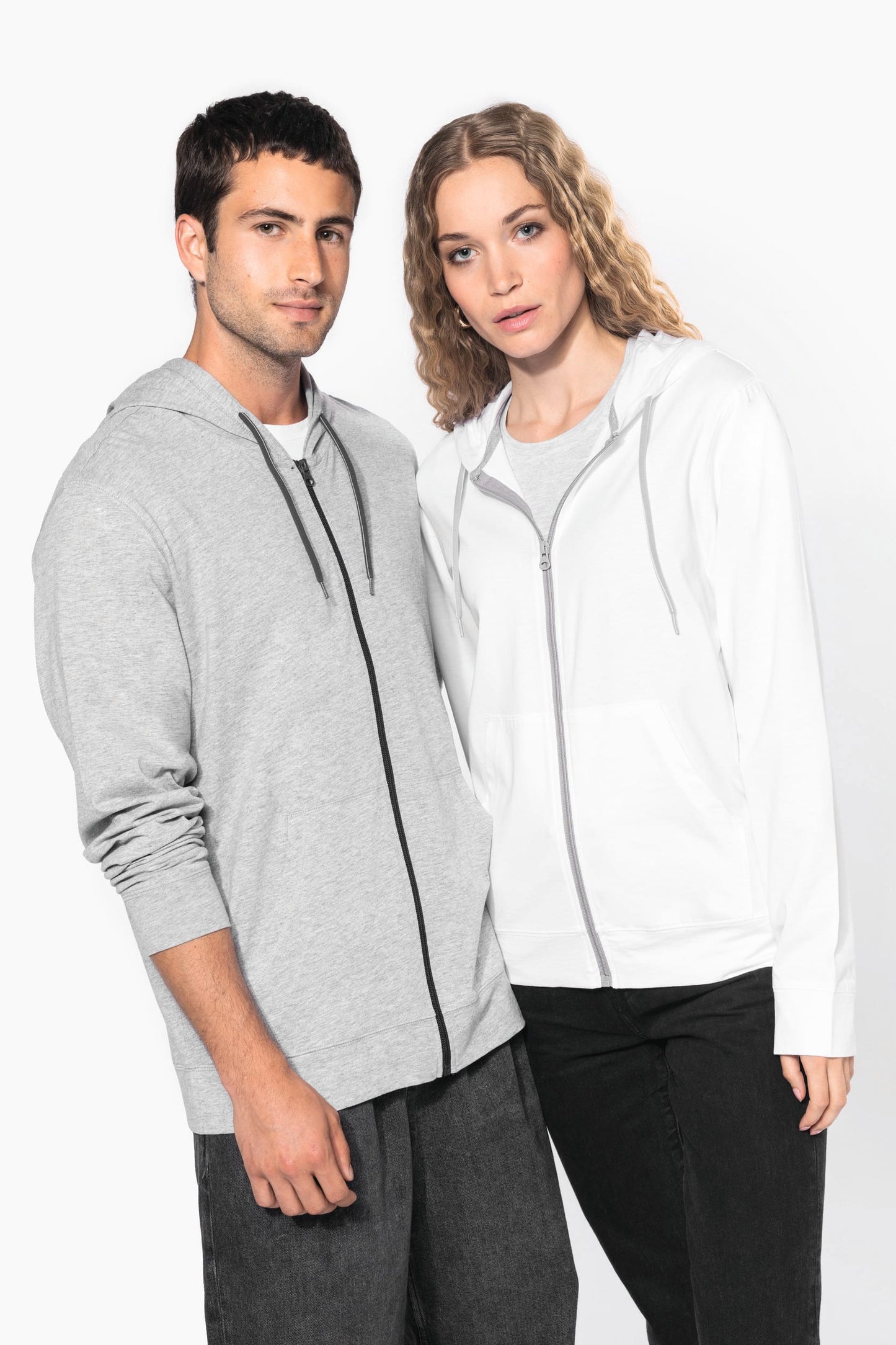 K438 - Felpa leggera in cotone con cappuccio